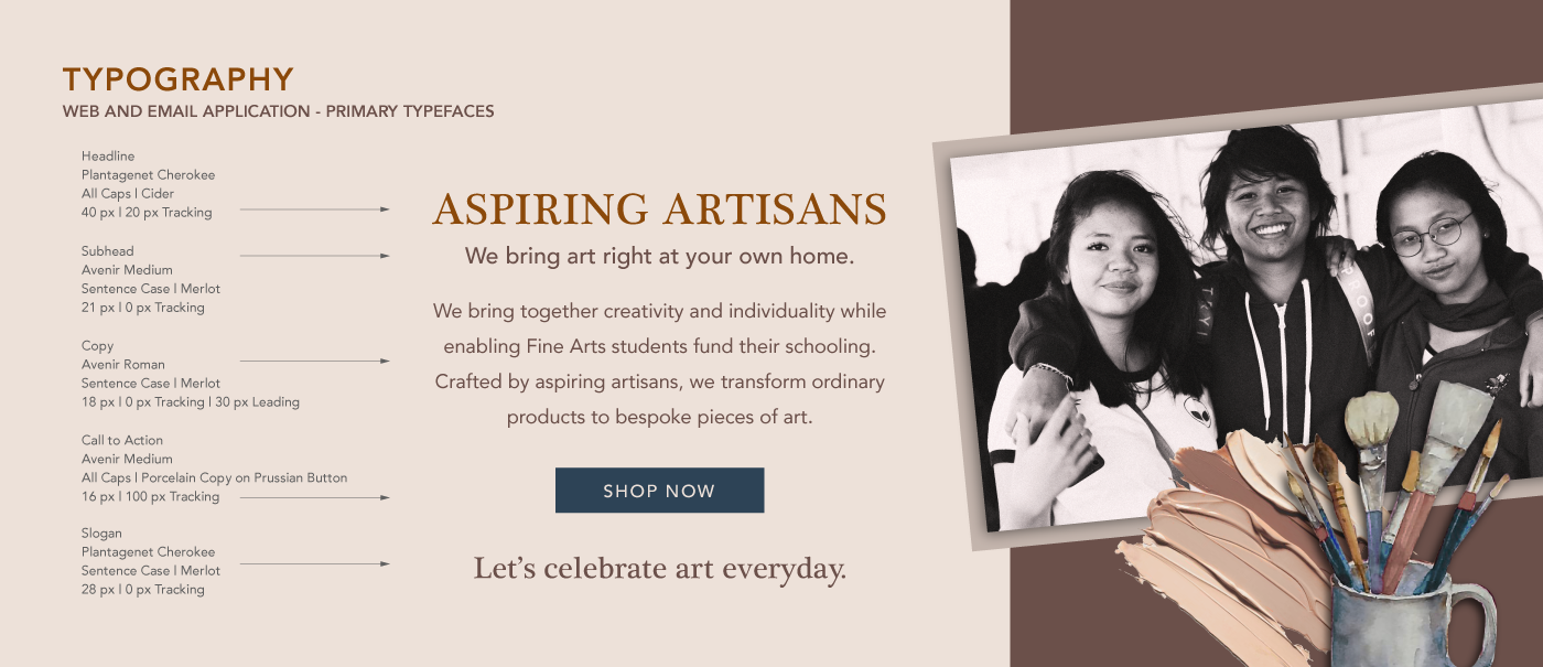 fonts typography for a calm and humble brand for artists and aspiring artisans in the philippines