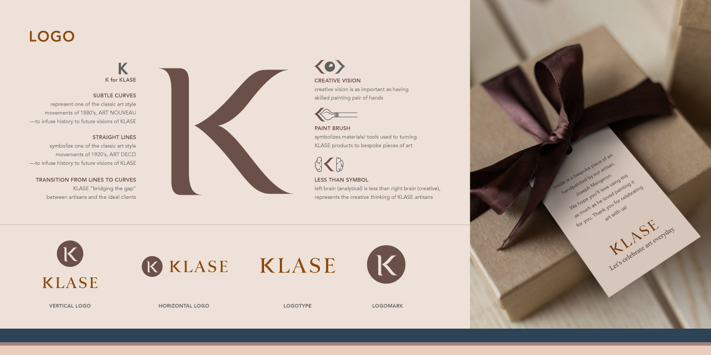 muted pale vibe branding with logo ideation and anatomy brand design for klase