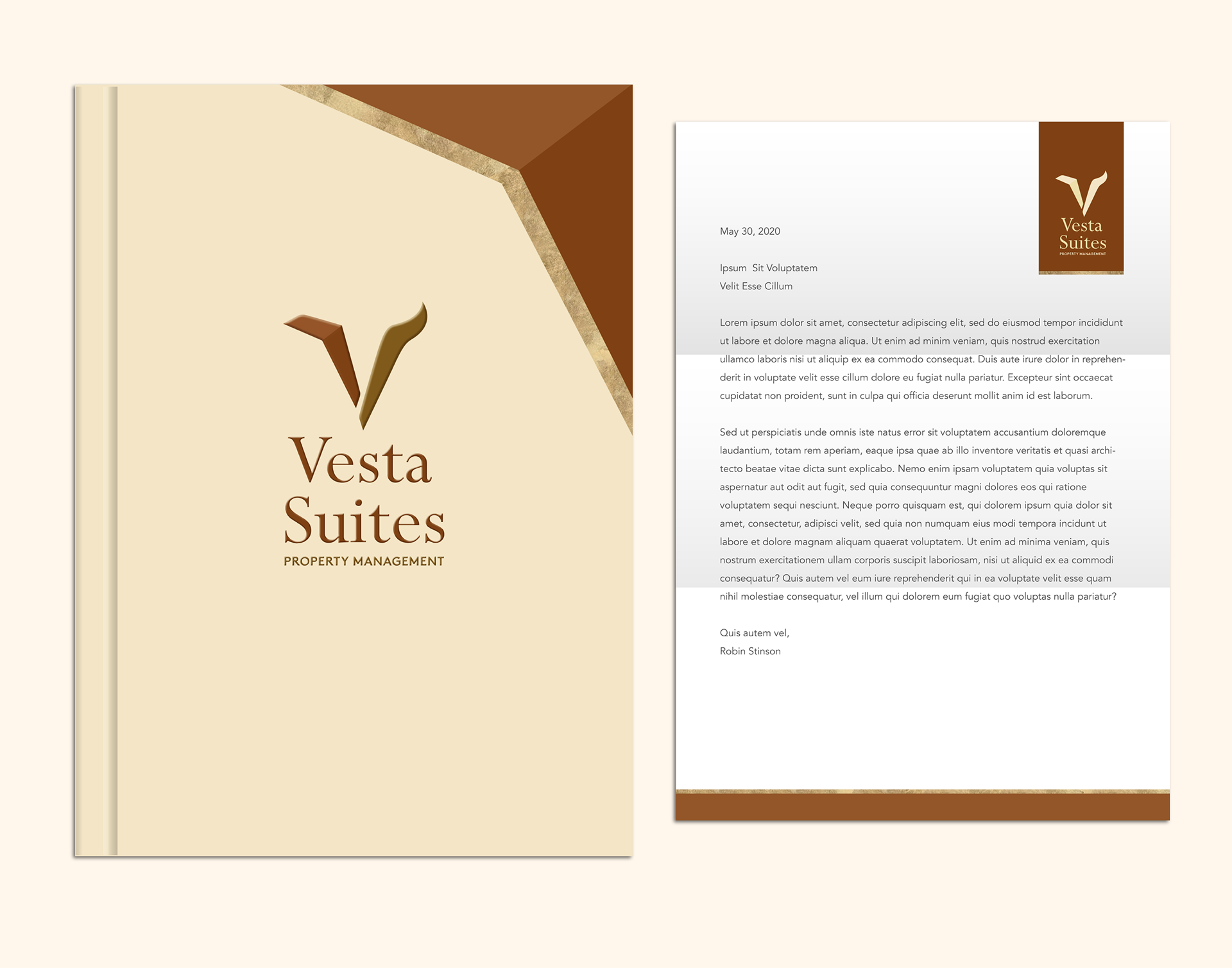 Vesta Suites logbook and letterhead