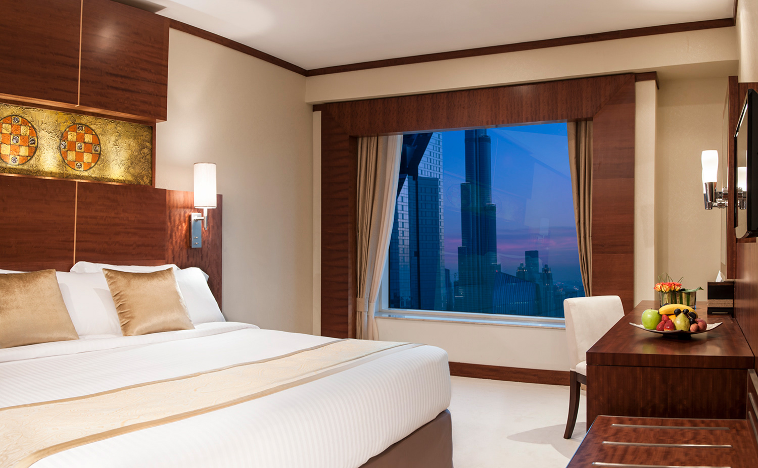Photography Interiors Hotel Room with Burj Khalifa View