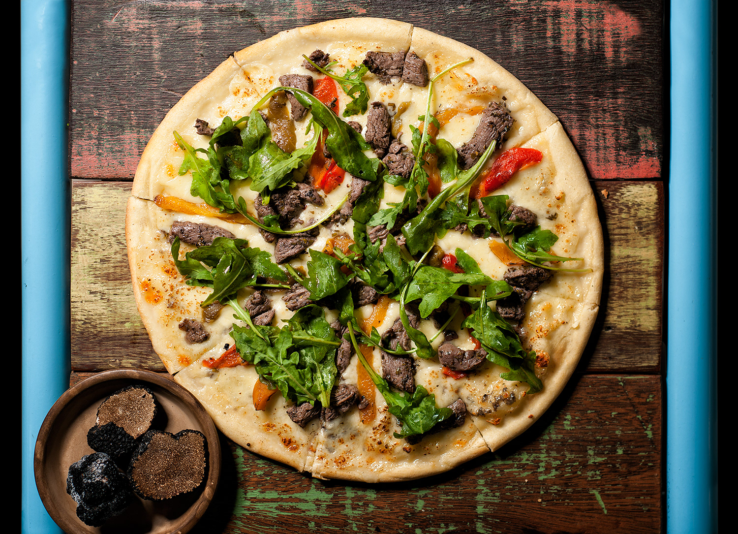 Food Photography Pizza with Beef and Truffle 
