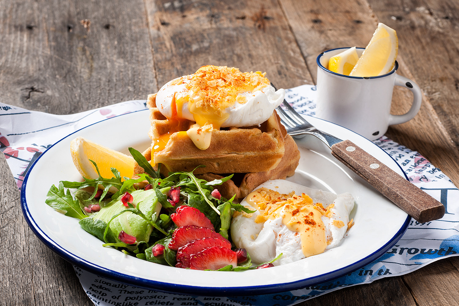 Food Photography Egg, Waffle and Salad