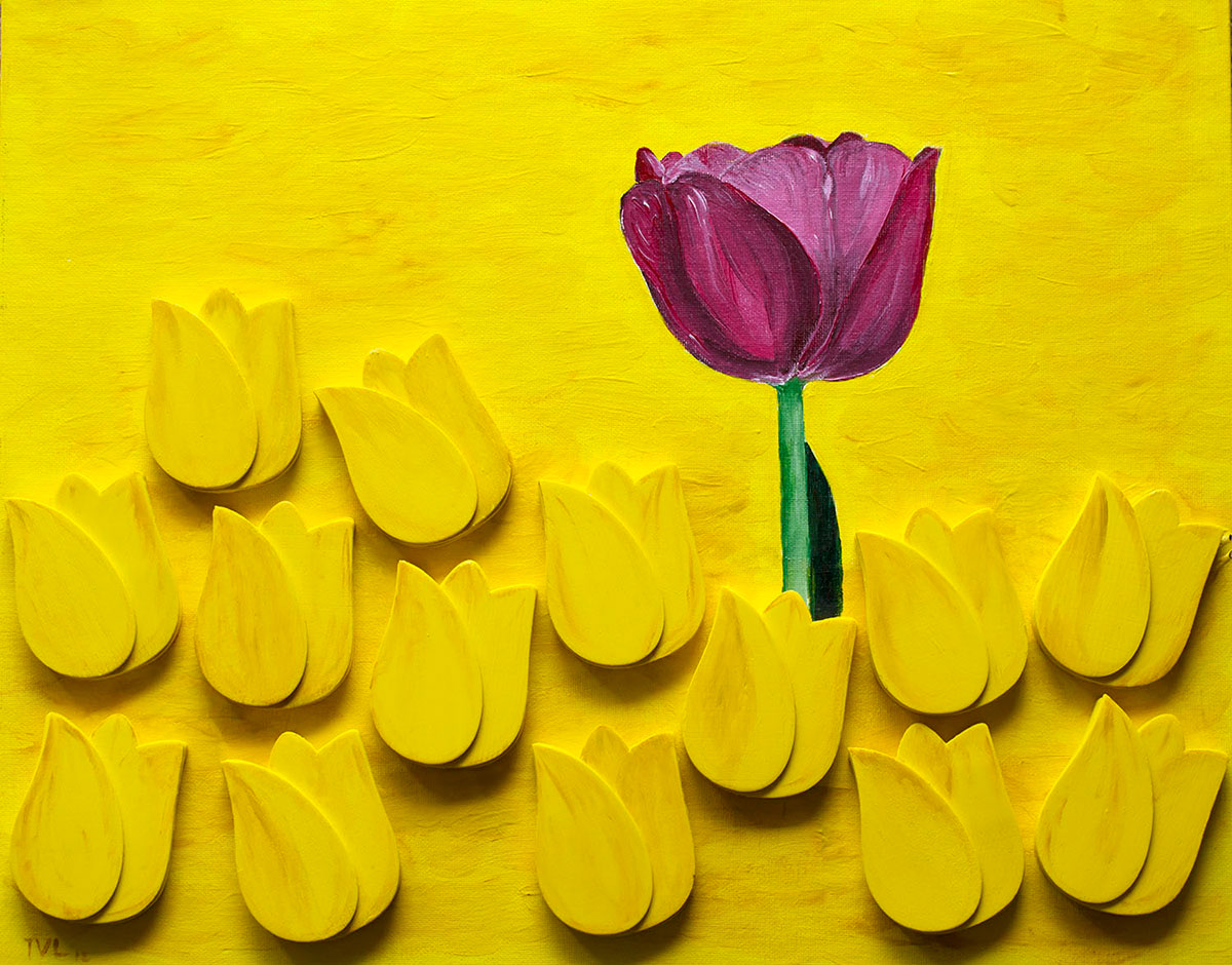 INDIVIDUALITY - 24 x 18 Acrylic and Wood on Canvas Board $210