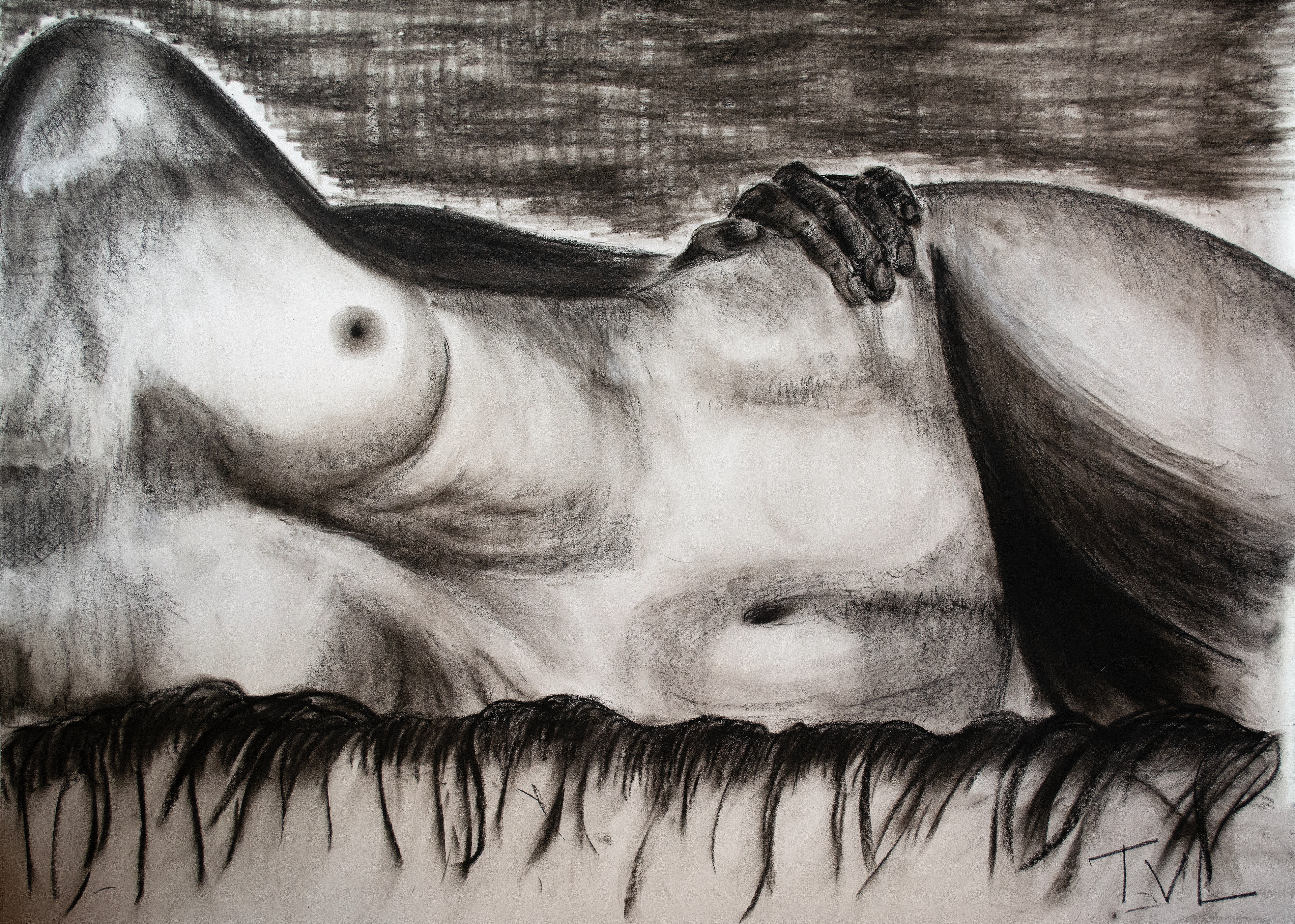 THE BODY RECLINED - 24 x 18 Charcoal on Paper $210