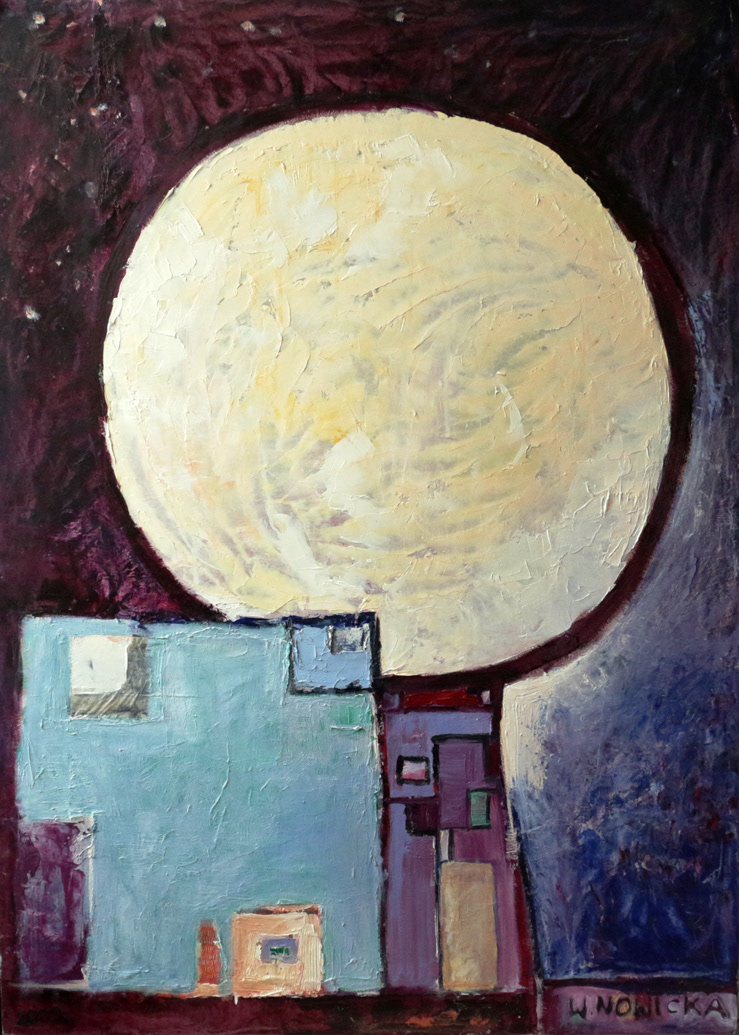 70x100 acrylic on cardboard "full above my house"
