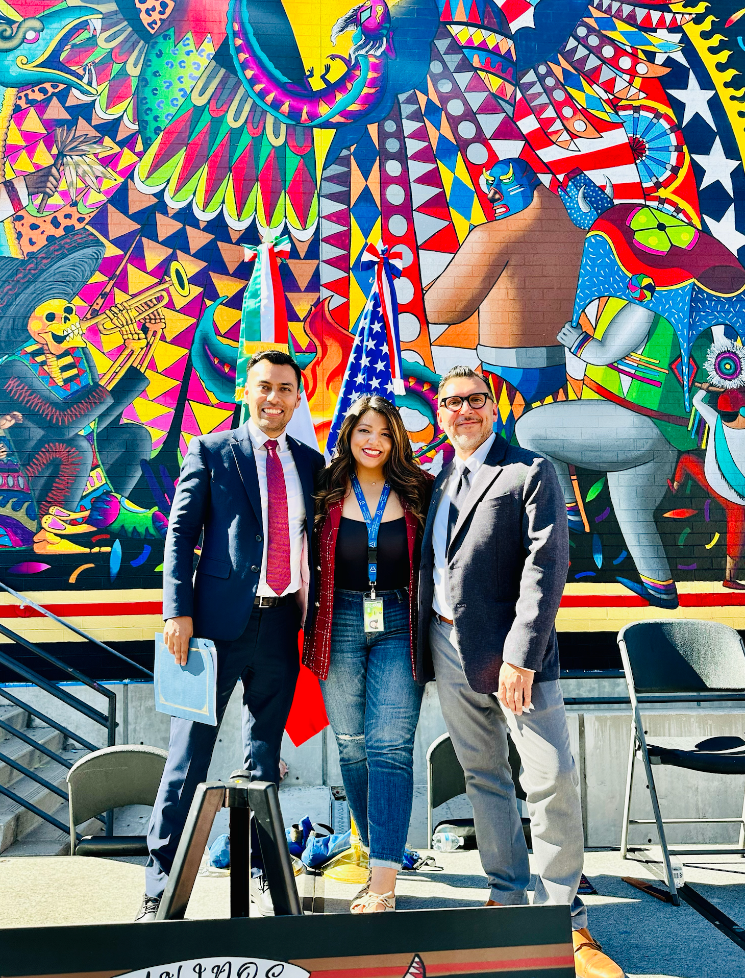 Myself (middle) pictured with Ricardo Ballesteros (left)- CONSULADO GENERAL DE MÉXICO EN DENVER, David Olguin(right)- Director of Culture and Community Engagement