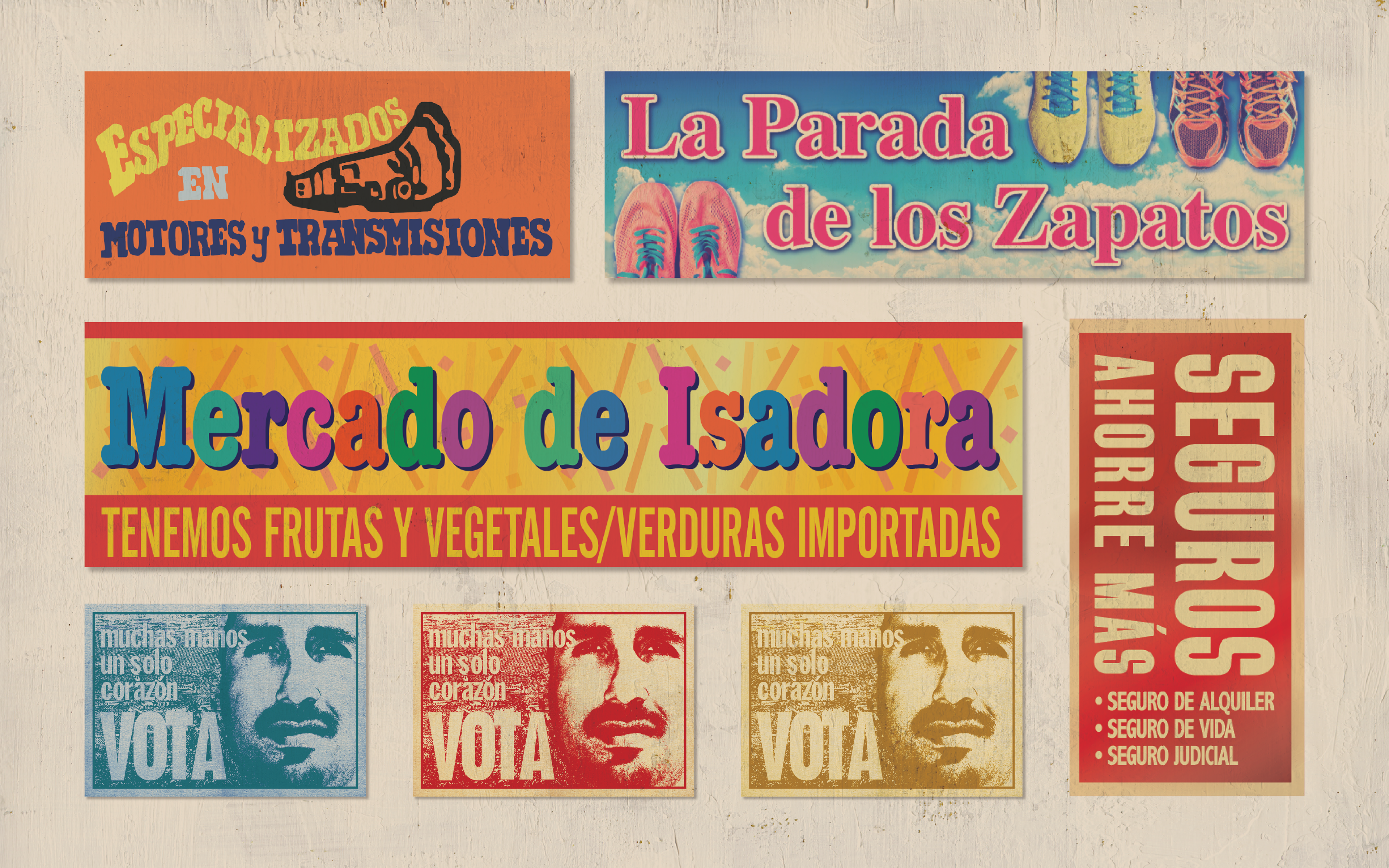 Stencils, banners, sign and posters for Paraguay Market