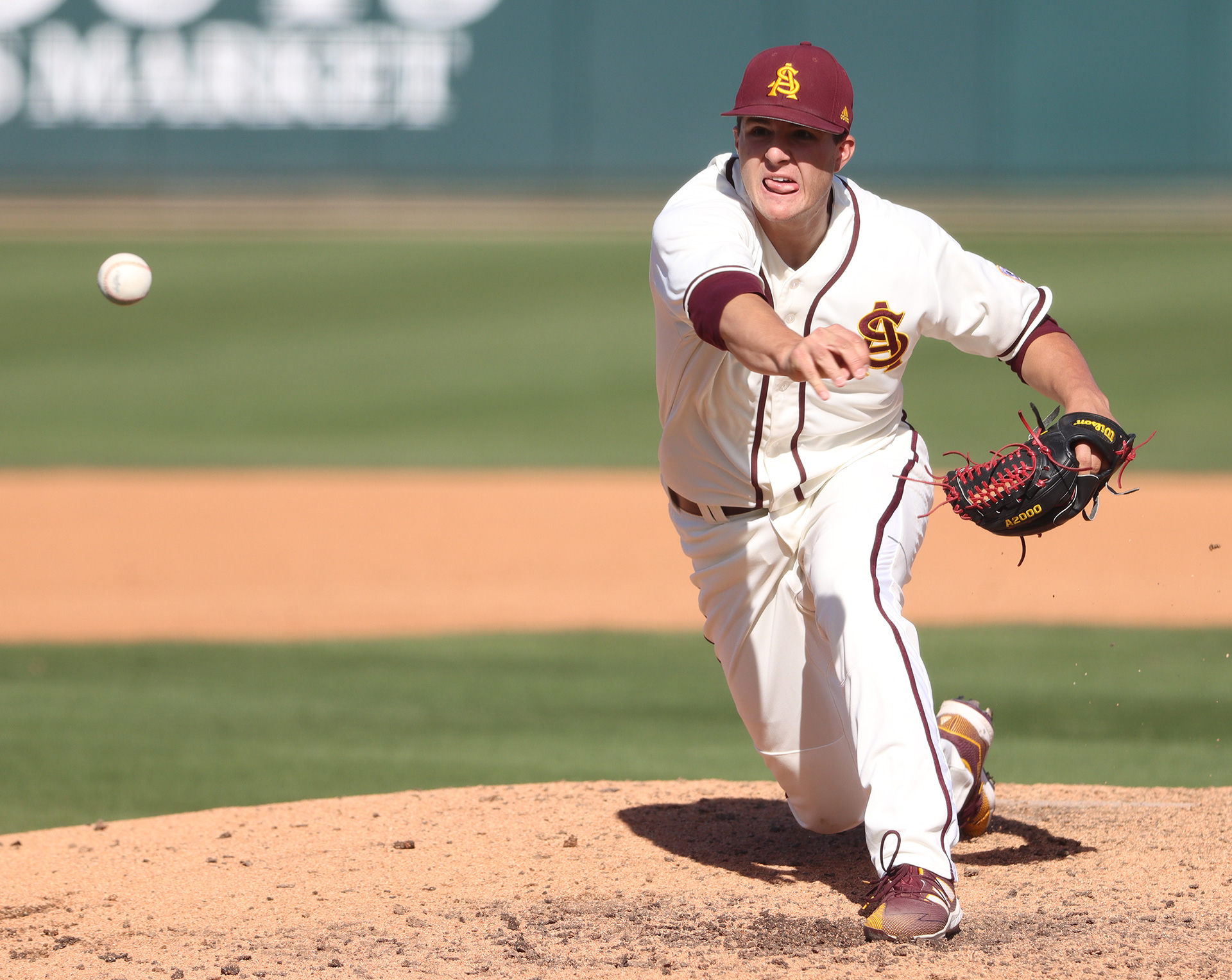 Arizona State pitcher Brock Peery delivers a pitch during a game against Nevada on March 2, 2021, at Phoenix Municipal Stadium.