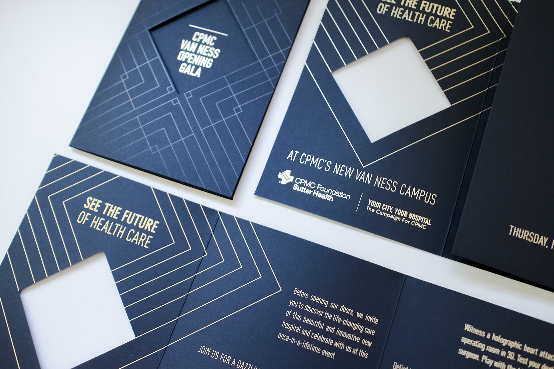 Close up of Invitation Suite for CPMC Van Ness Opening Gala