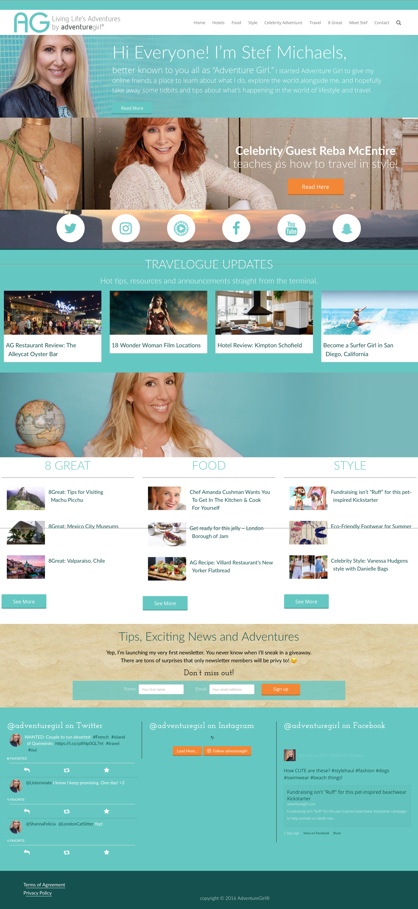 Desktop view of website