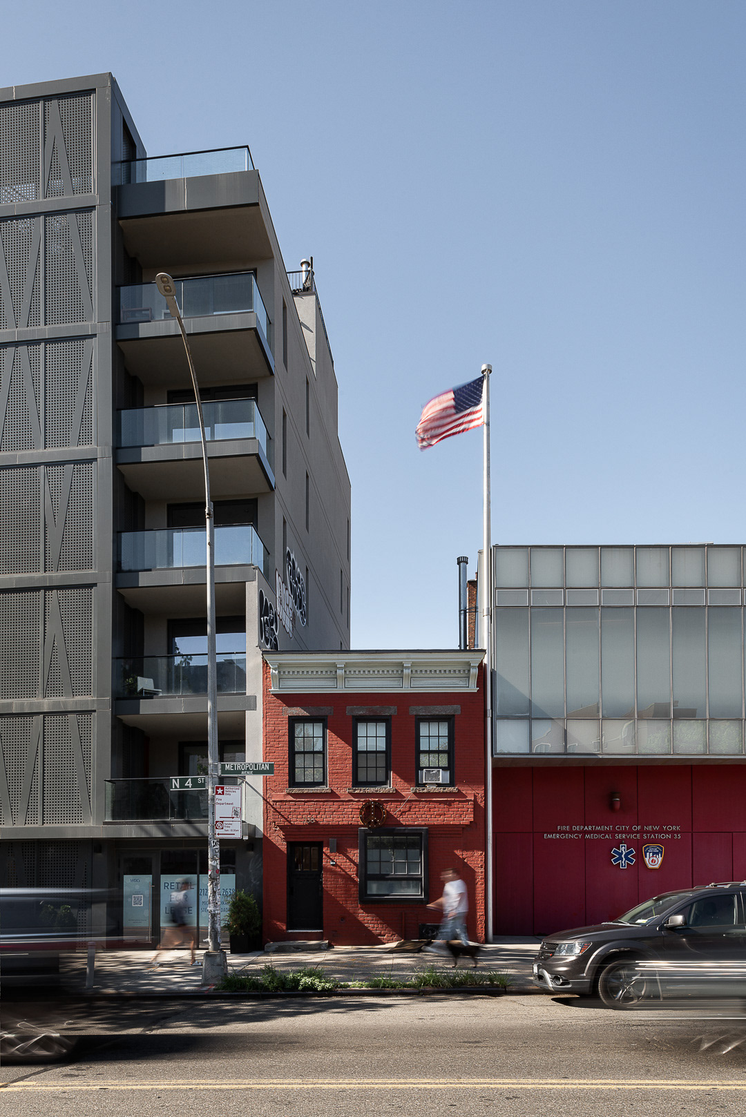 Fire station on Metropolitan Avenue in Williamsburg, Brooklyn