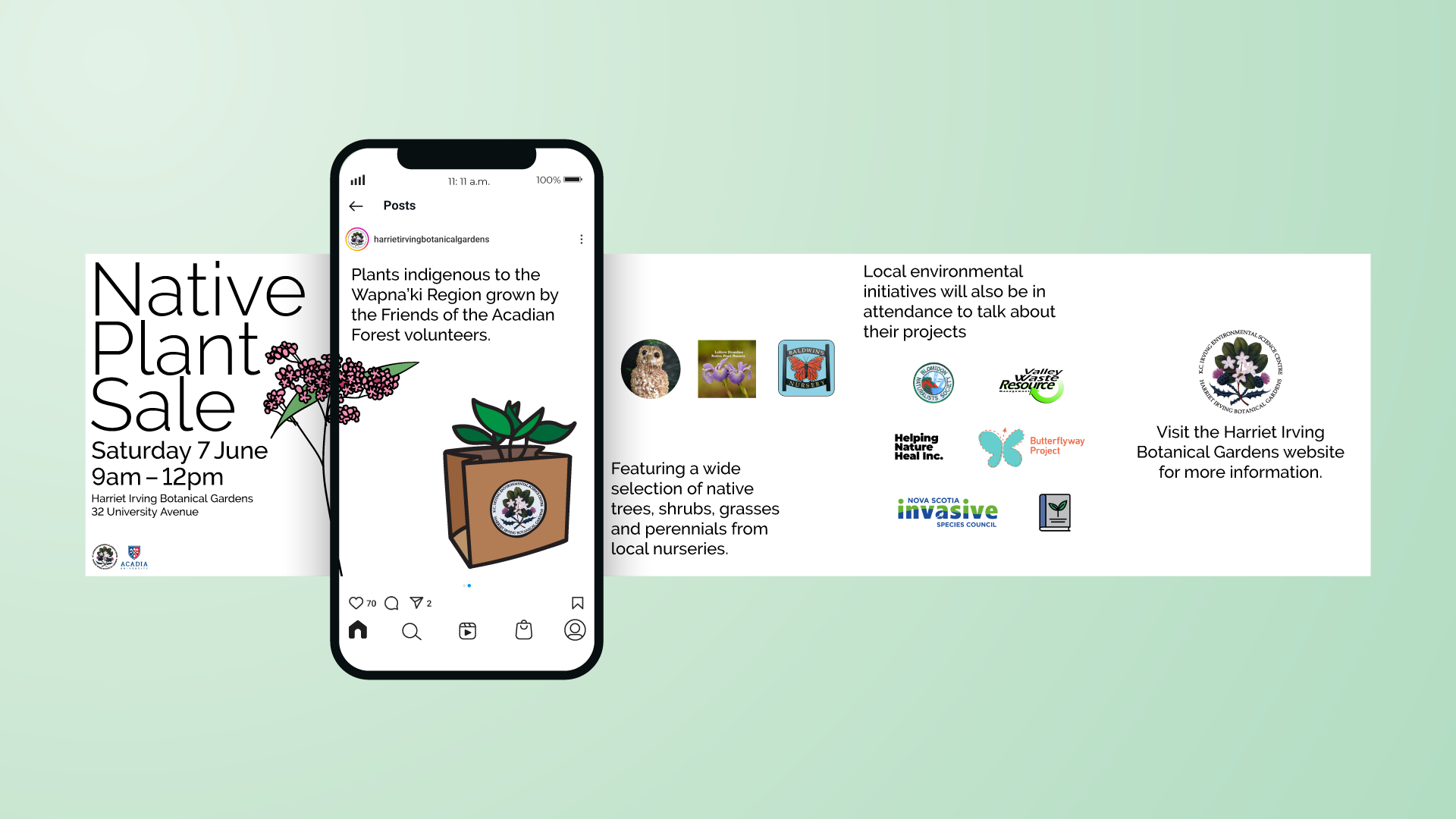 Promotional instagram carousel shared one month before the event. Provides more information about local vendors and organizations who will also be attending the sale.