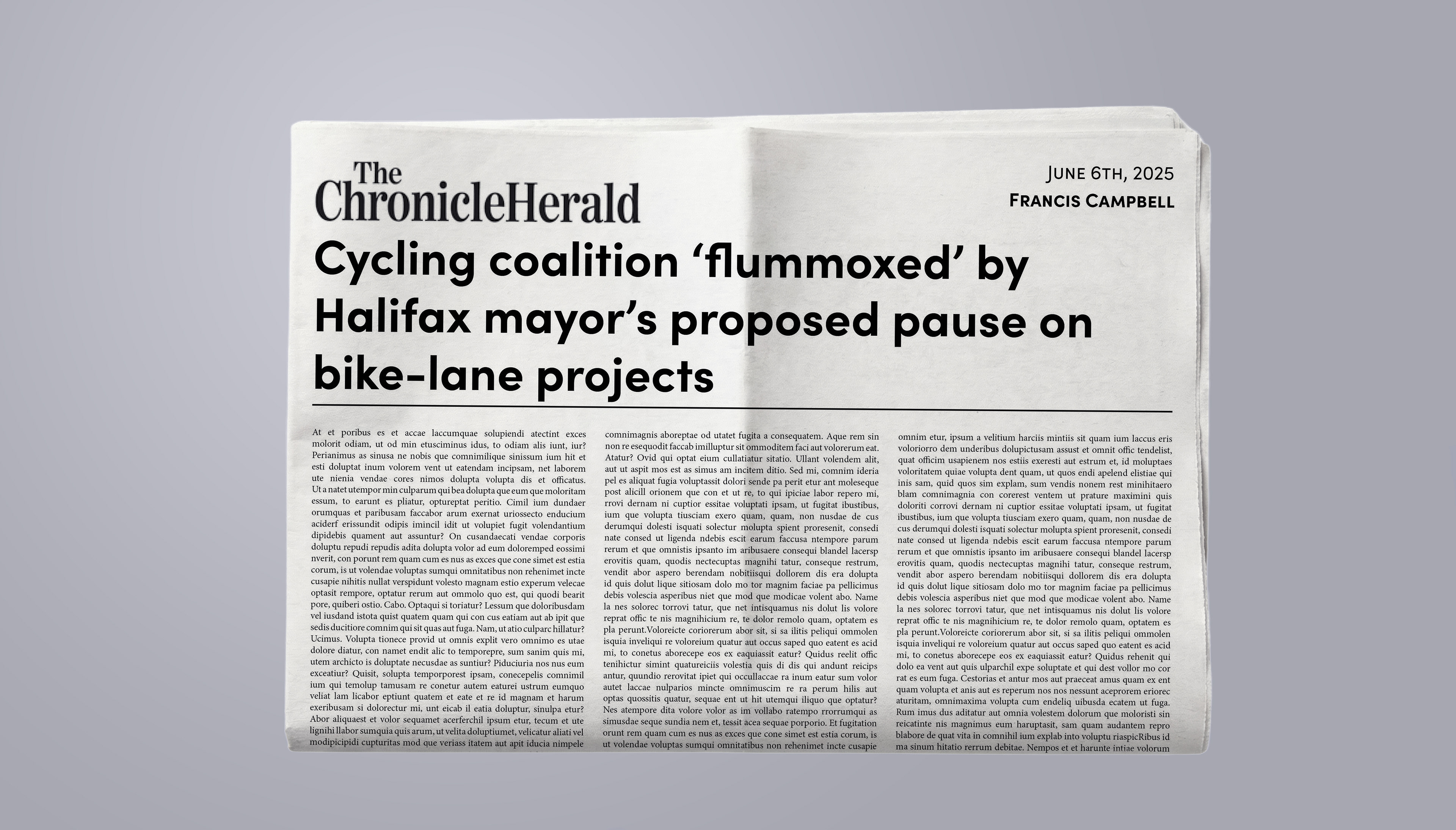 As part of the research phase of this project, I monitored local headlines around cycling during 2025. The following pattern emerged: every time an article was published about a cyclist fatality or the development of the All Ages and Abilities bike lane network was further delayed, several articles followed calling for better cycling infrastructure. The example abouve "Cycling coalition 'flummoxed' by Halifax mayor's proposed pause on bike lane projects" comes after  Mayor Andy Filmore paused the All Ages and Abilities project due to budget concerns.