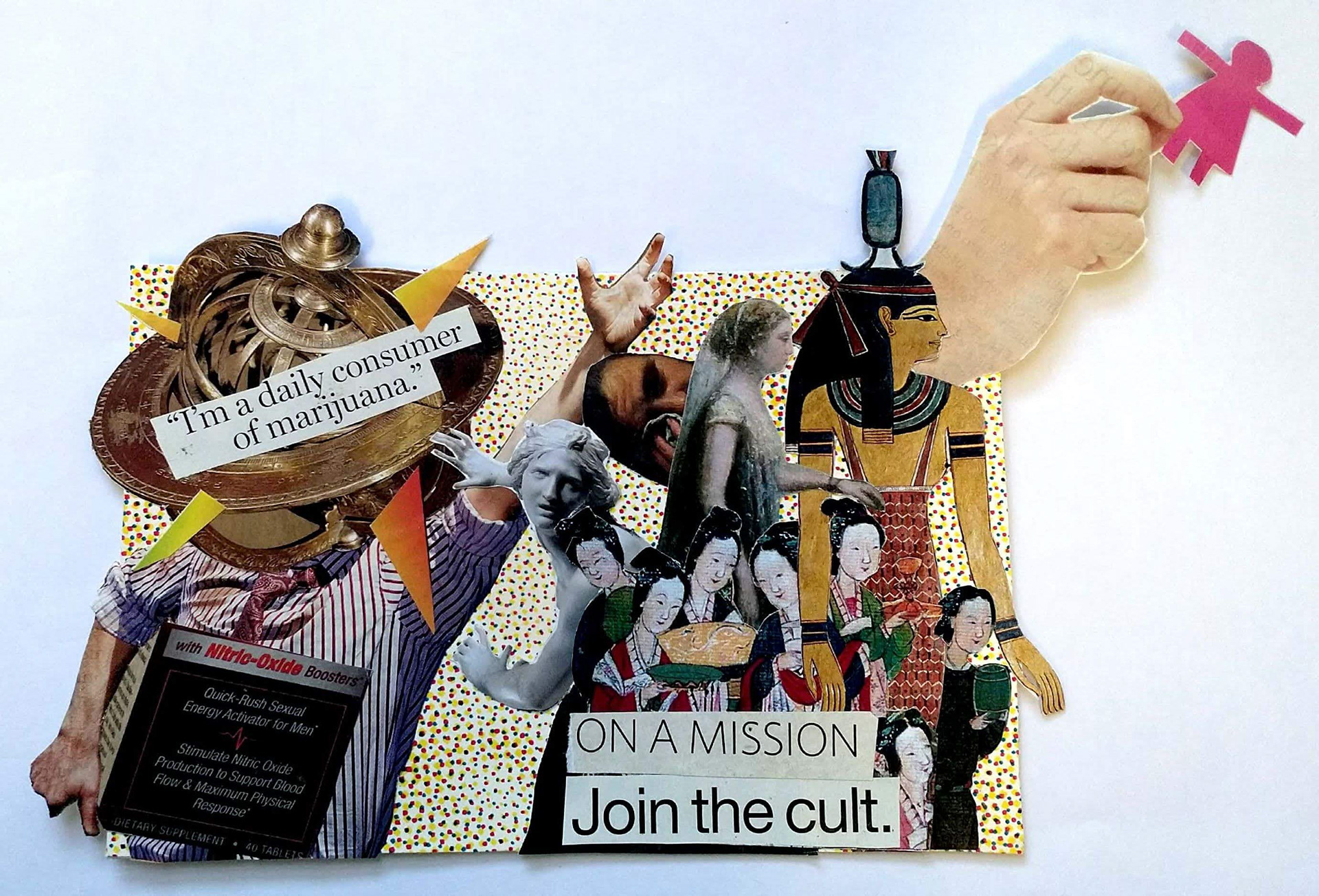 Women versus one insufferable man. Collage