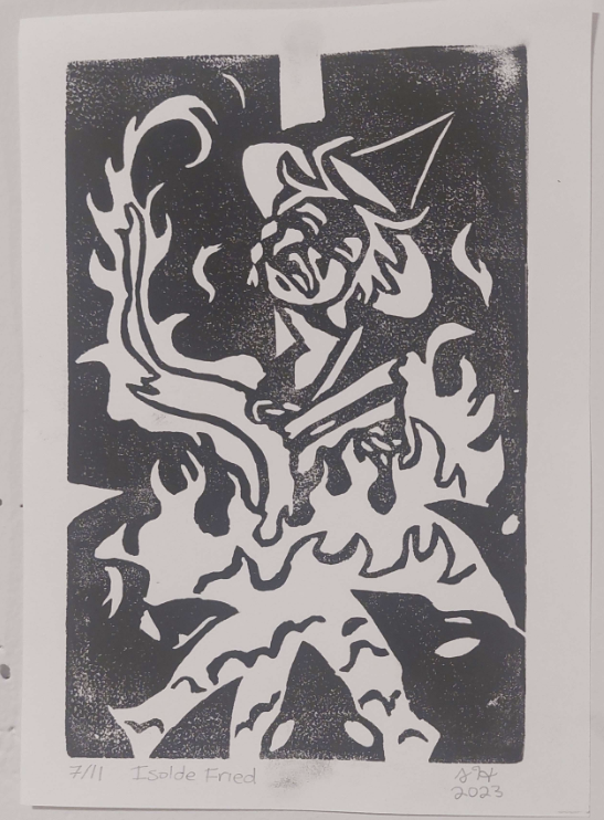 Isolde Fried. Linocut print
