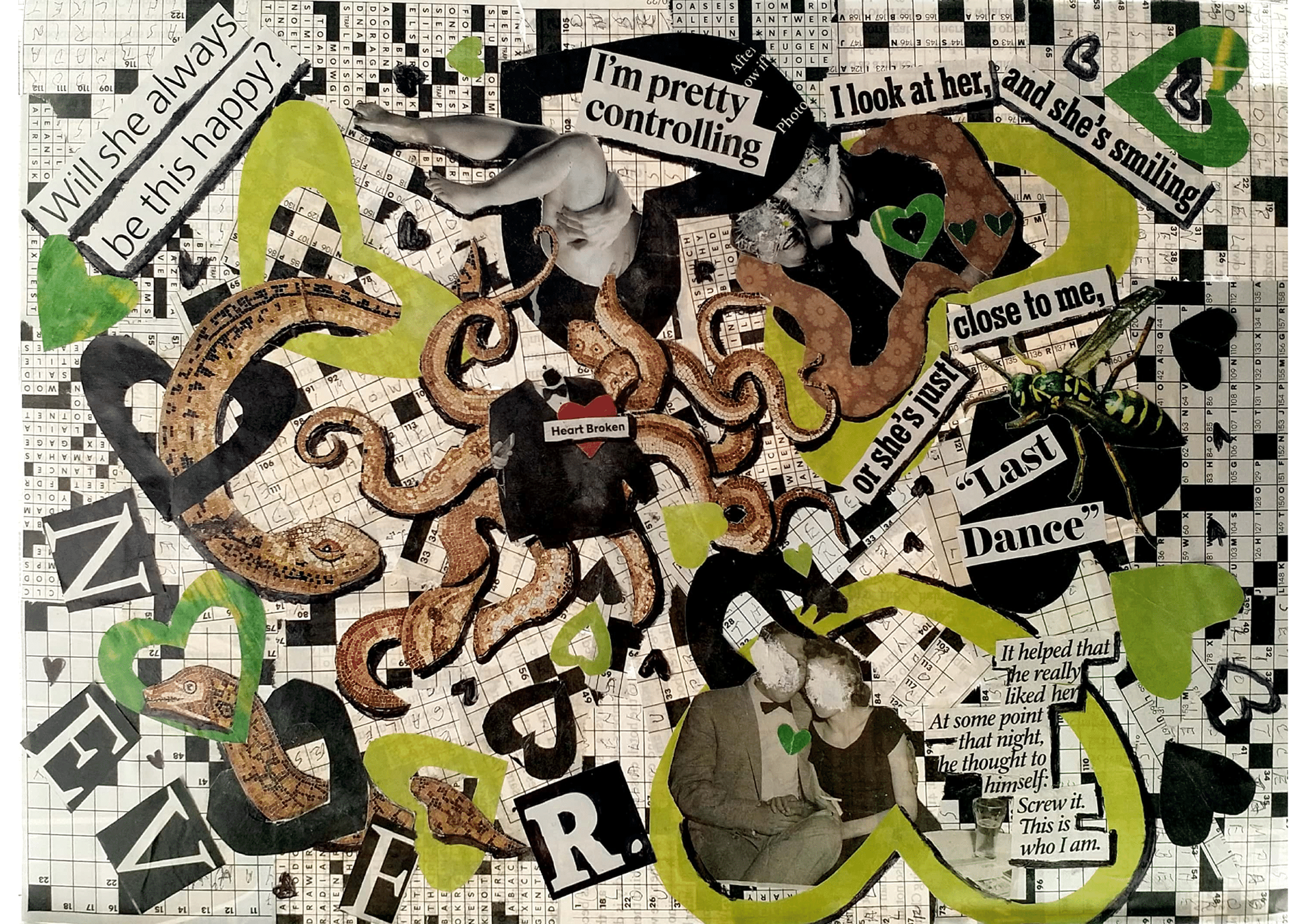 A collage about a shattered romance. 