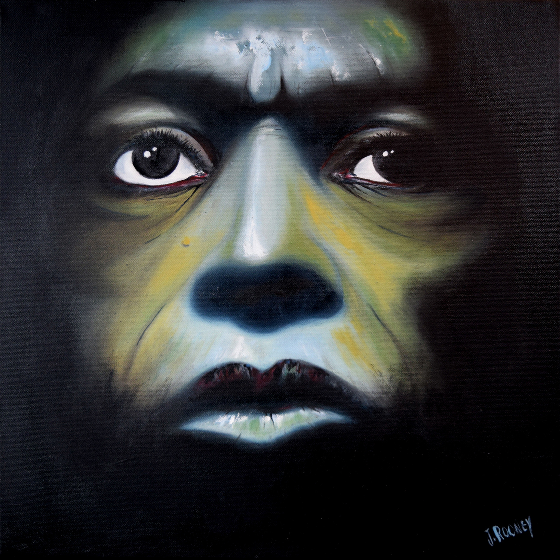 Miles Davis. Original oil painting on canvas by James Rooney. 50x50cm