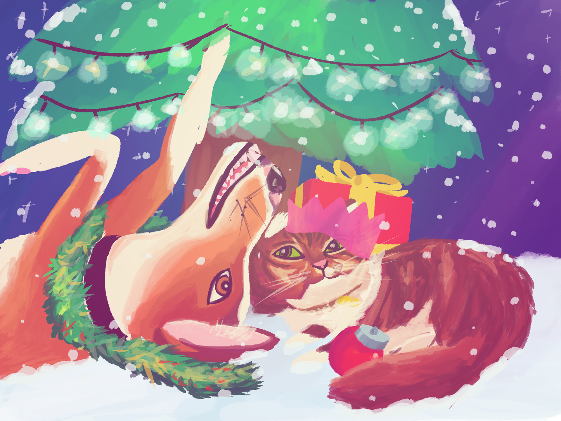 2018; Christmas card featuring family pets