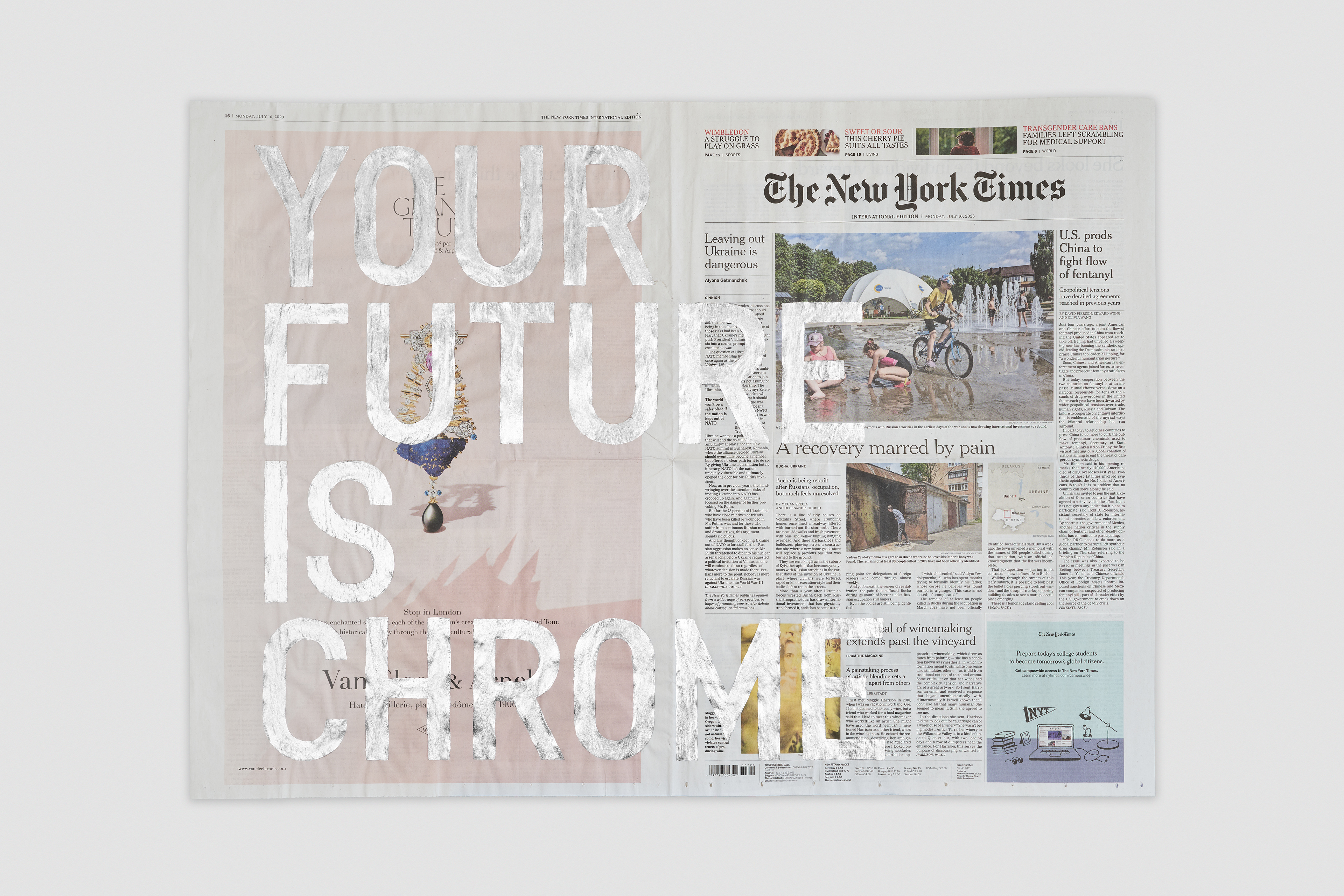 Rirkrit Tiravanija, Your Future, silver on newspaper