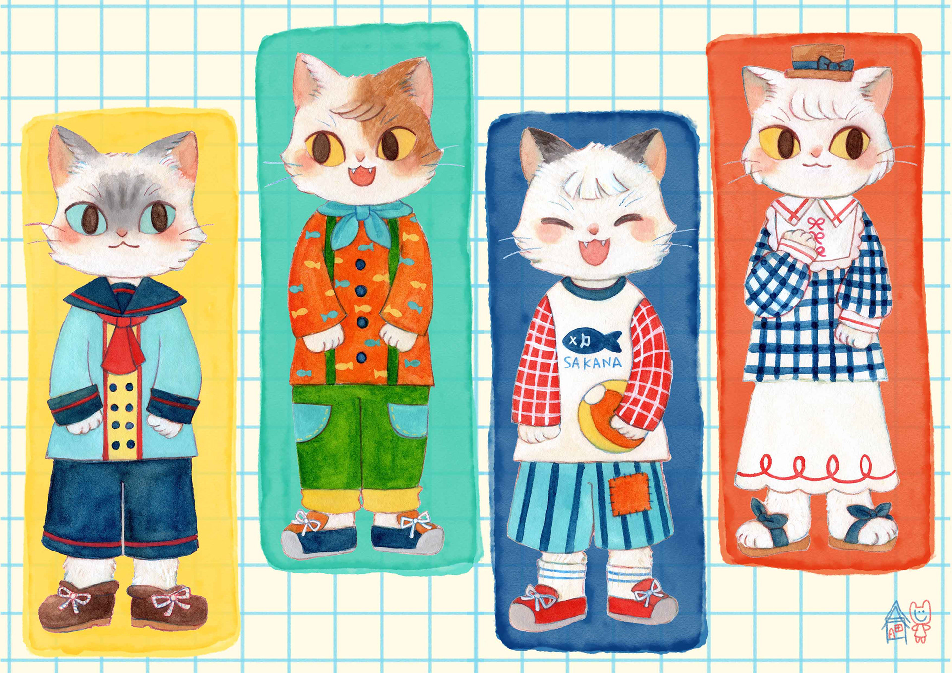 〇124 ねこファッション(マリン)