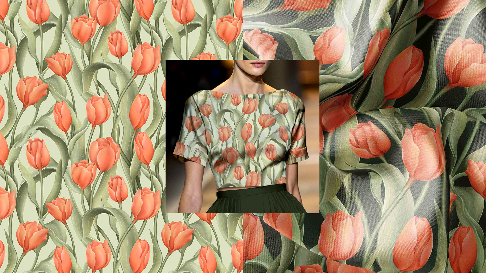 Presentación de estampado floral para textil y moda