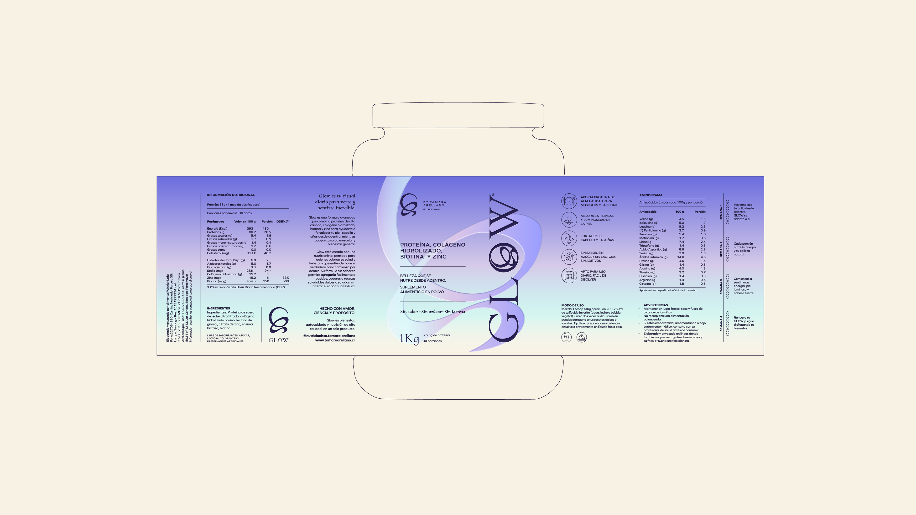 Diseño de etiqueta nutricional para envase de suplemento