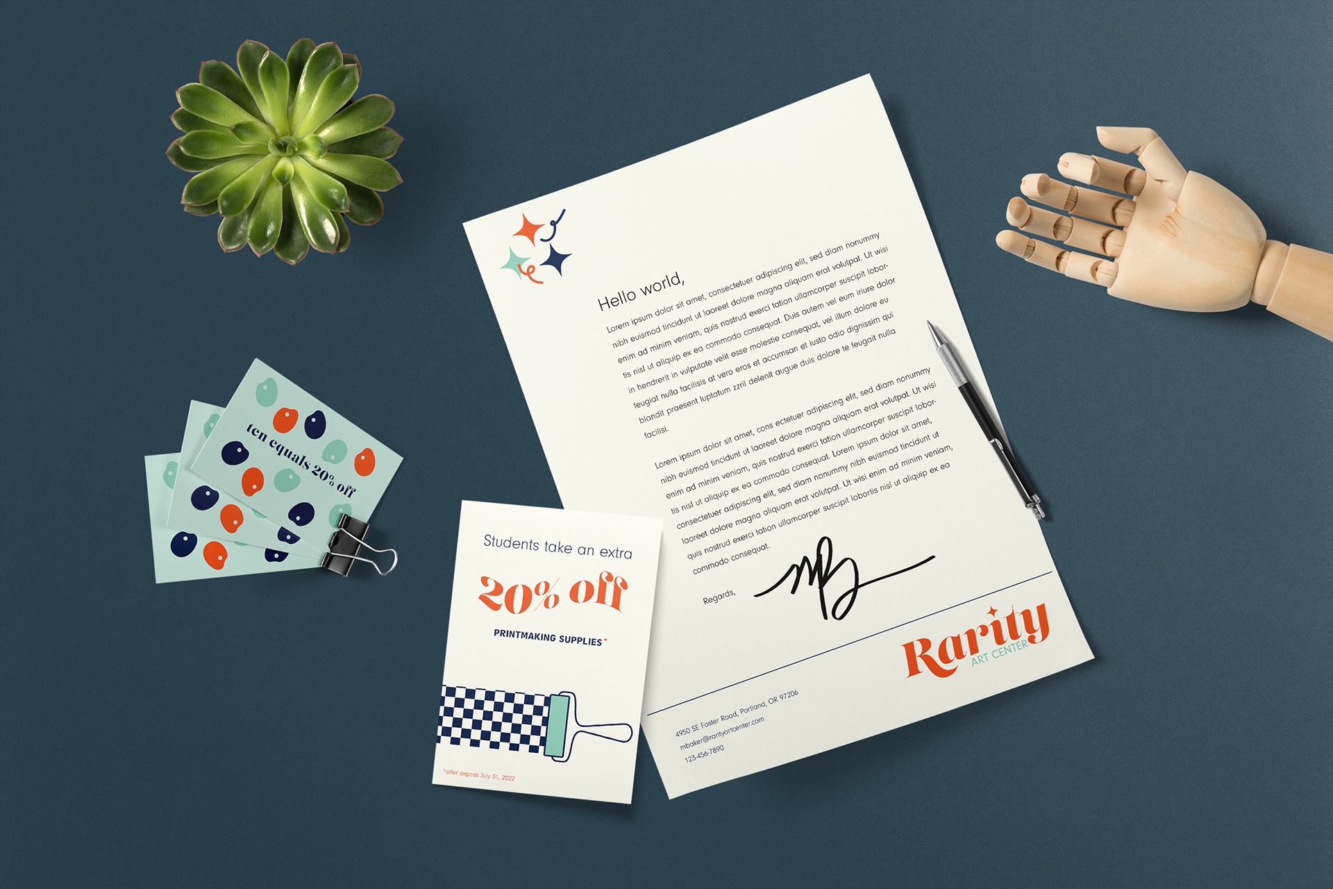 Letterhead, sale flyer, loyalty punch card