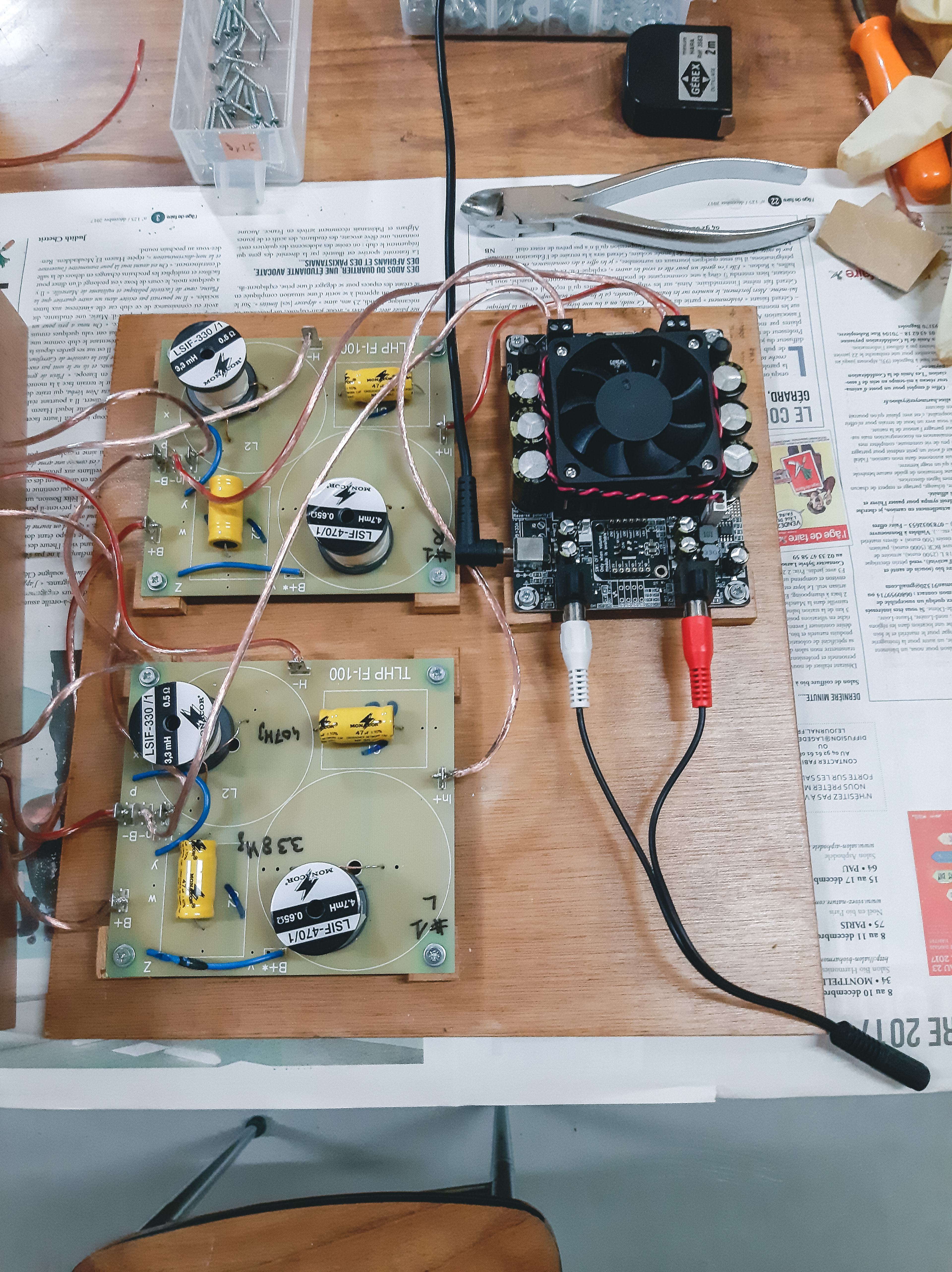 Assemblage des deux filtres (stéréo) et de l'ampli