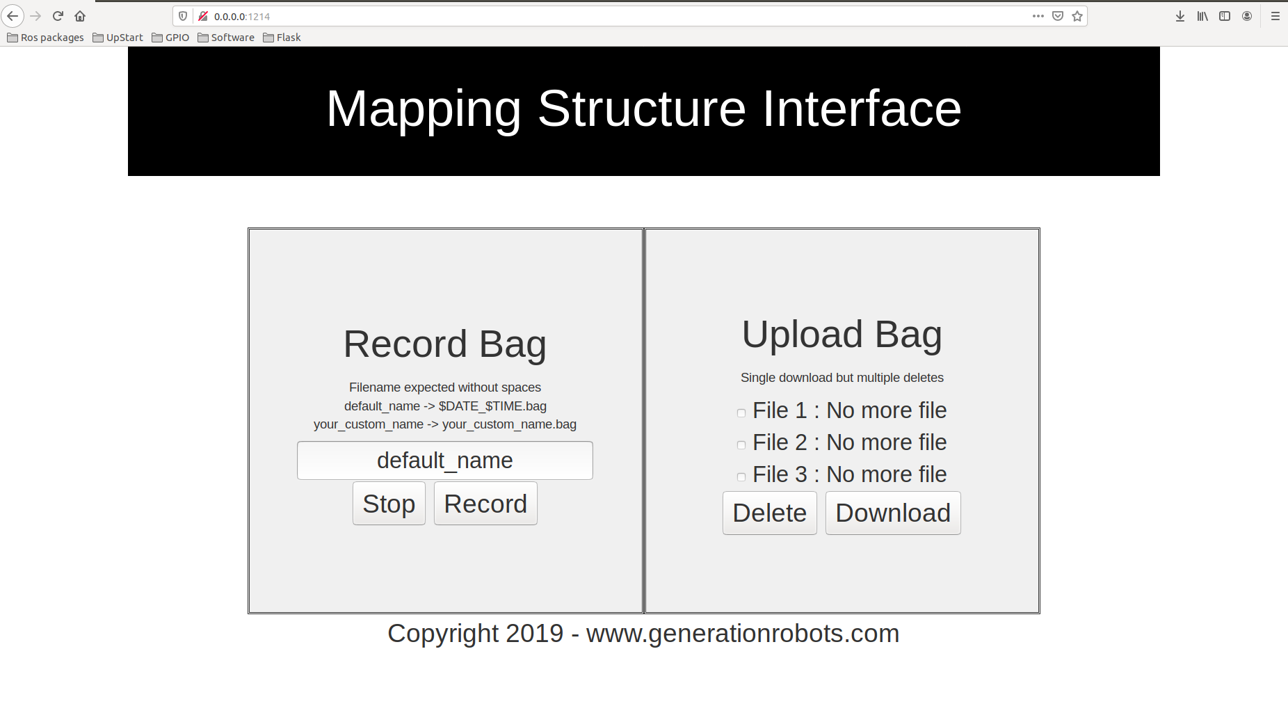 Capture d'écran de l'interface utilisateur