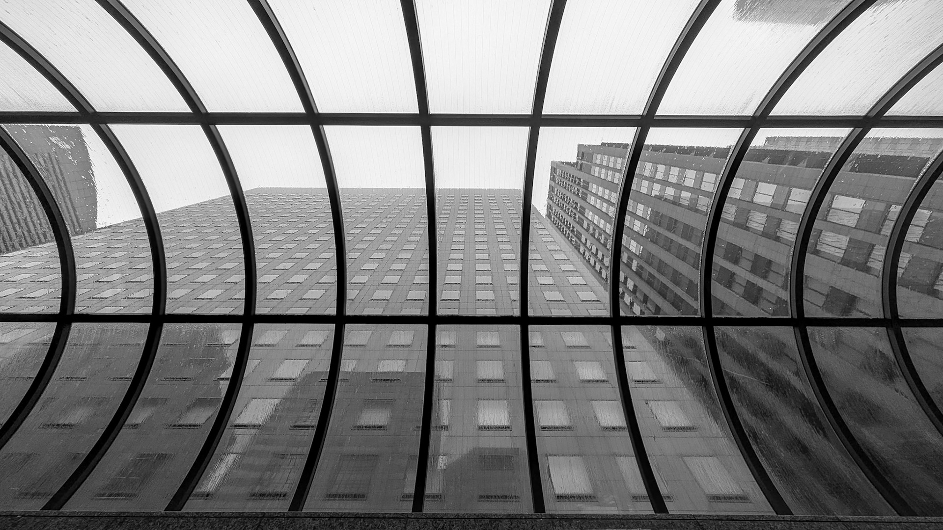Captured by Ikeji Uju: Skyward view of buildings around Otemachi Station in Tokyo, Japan.