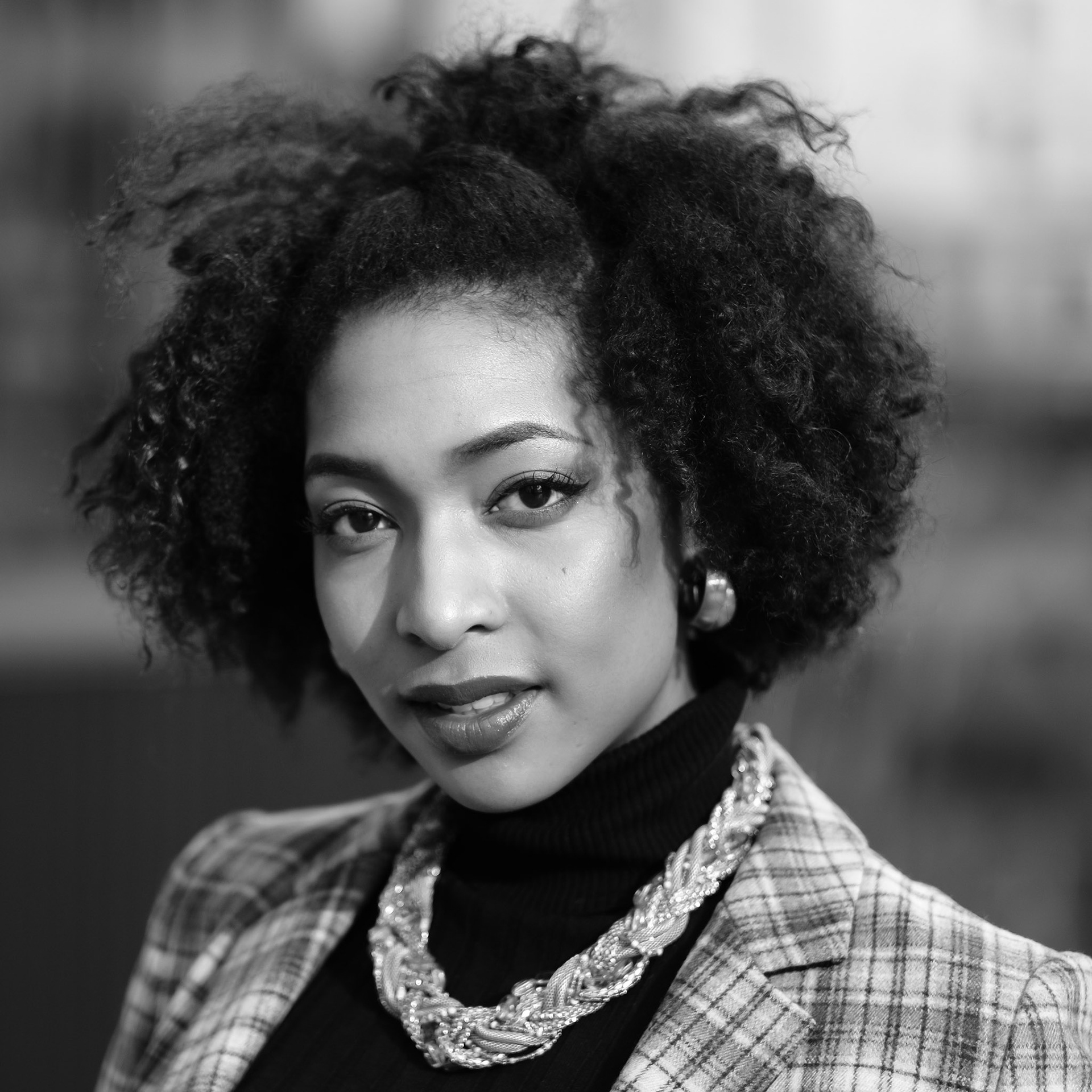 Ikeji Uju: Raimu Kaminashi beautifully wearing a black and white outfit with black boots in Shibuya City, Tokyo, Japan. Shot in Black and White. Ikeji Uju Photography