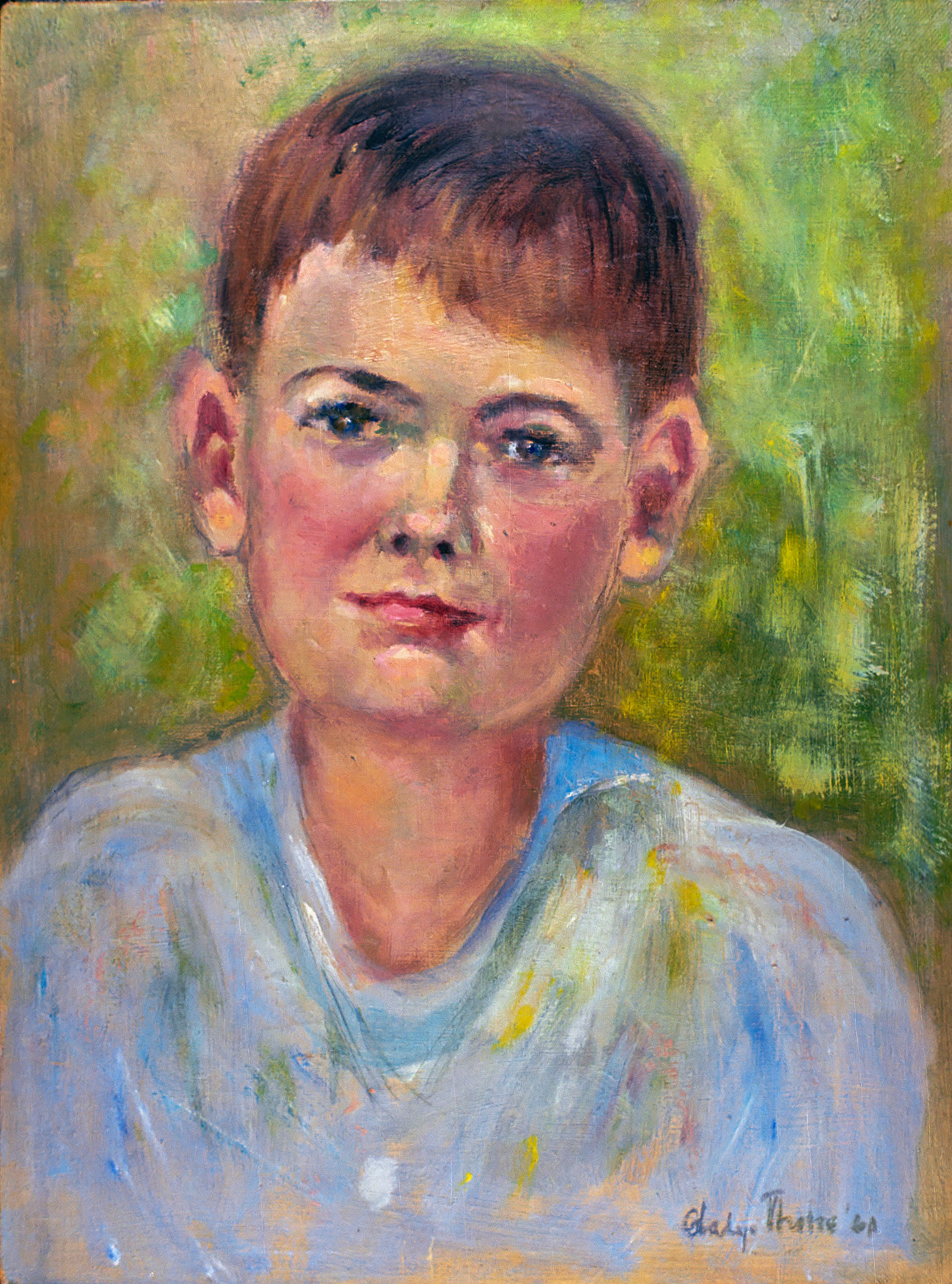 A Boy (Mike?), 15" x 11" GMT 020. Originally identified as a portrait of her grandson Mike Ross, but Nancy (Gladys' daughter, Mike's mother) maintained it was not.
