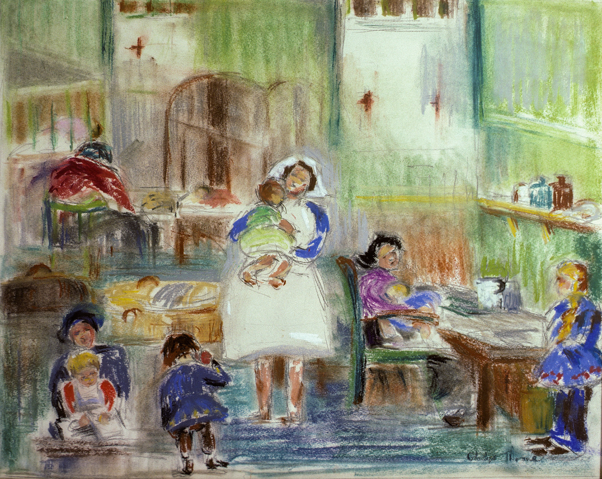 Immigration (3) , 20" x 16" GMT 014. Pastel.