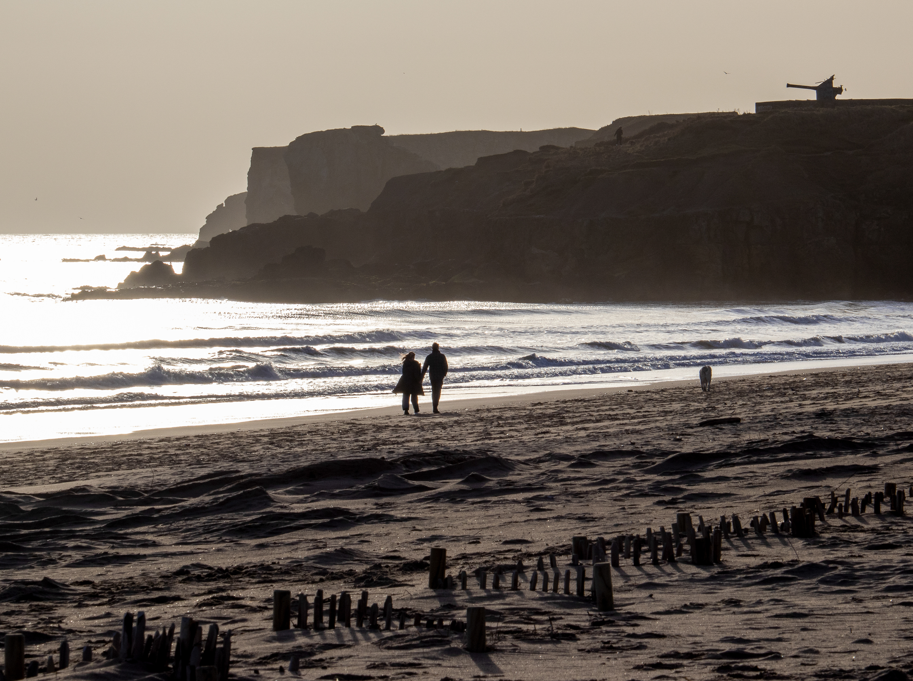 Two walkers enjoying a morning sunrise walk