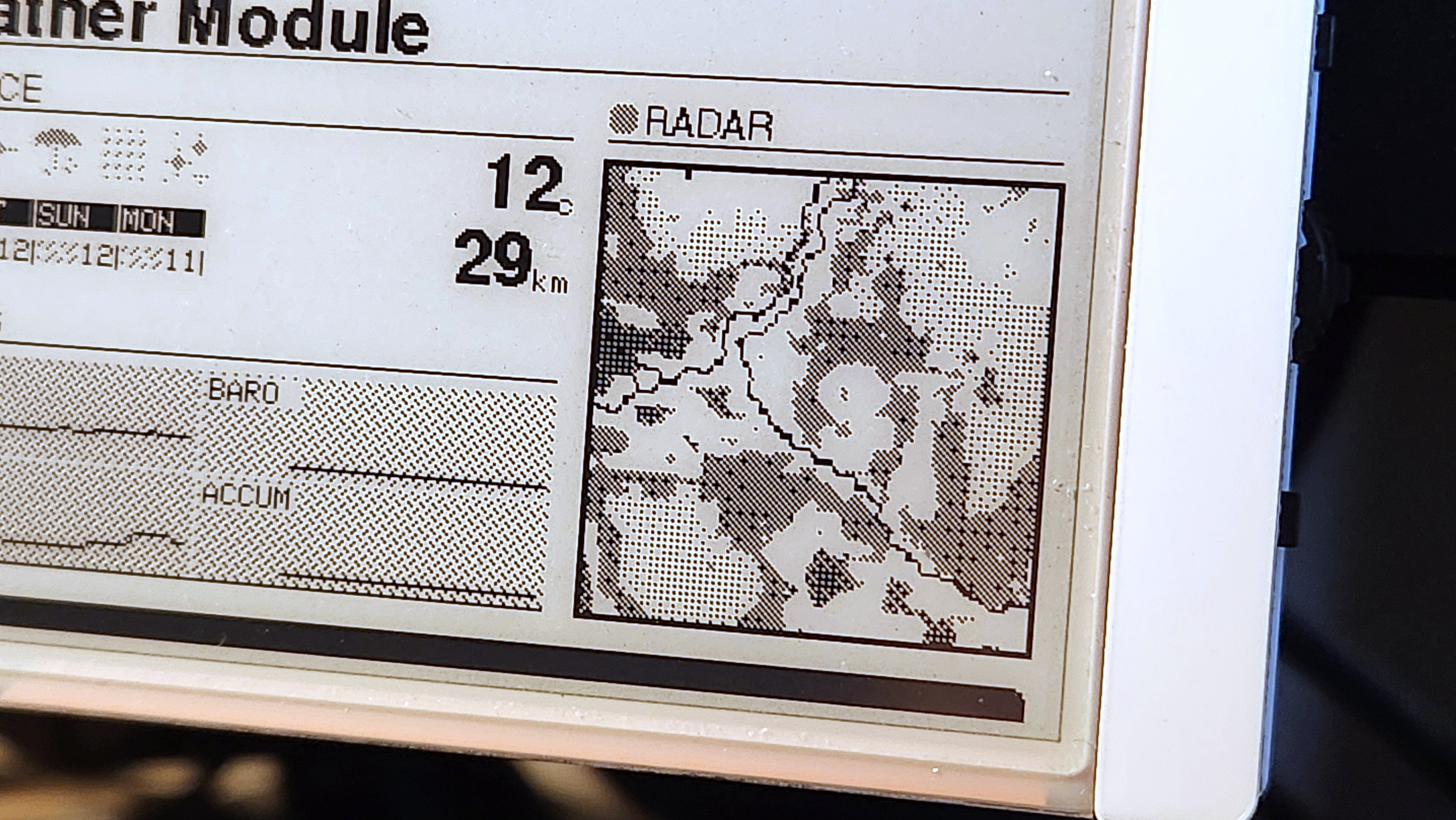 close up of the dithered radar map