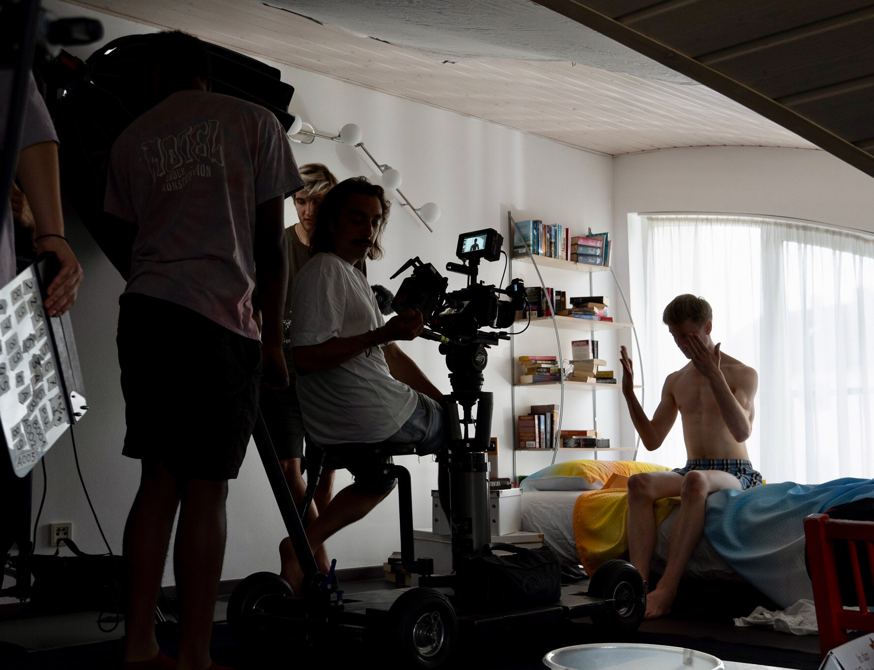 testing the dolly for the opening scene of MANIE