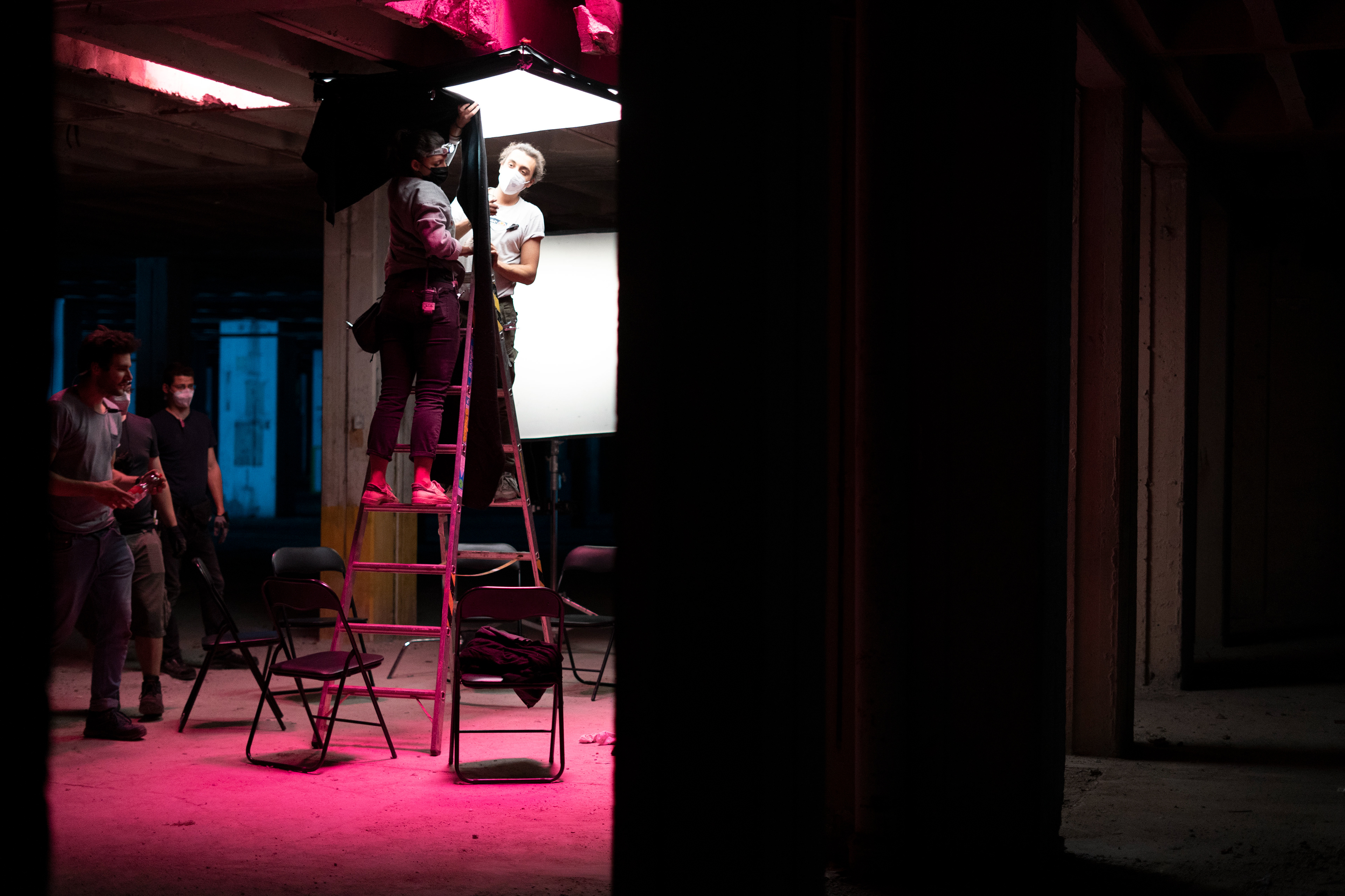 light fixtures in abandoned factory