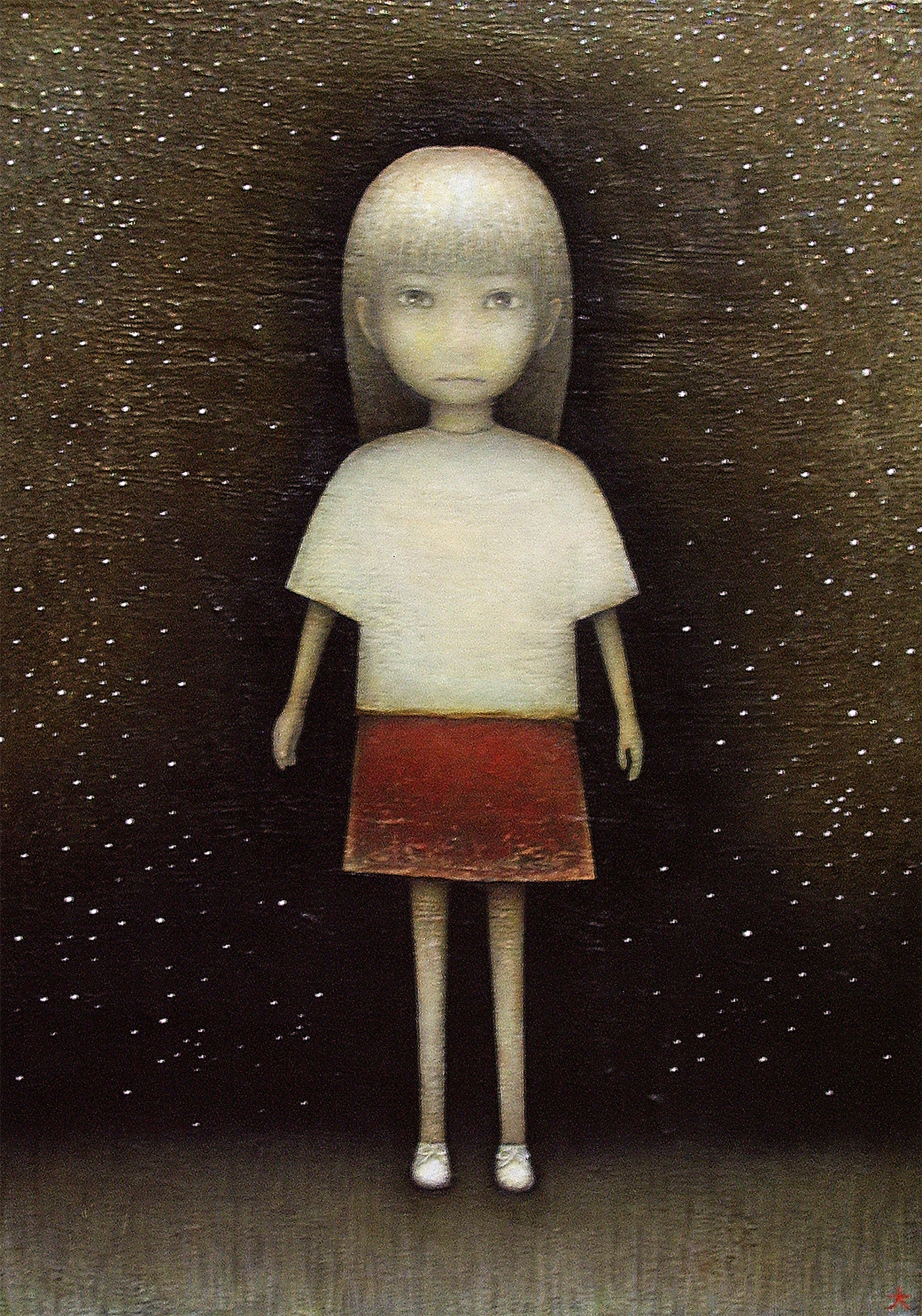 ユミナ見つめる(2002・岩絵具、アクリル)