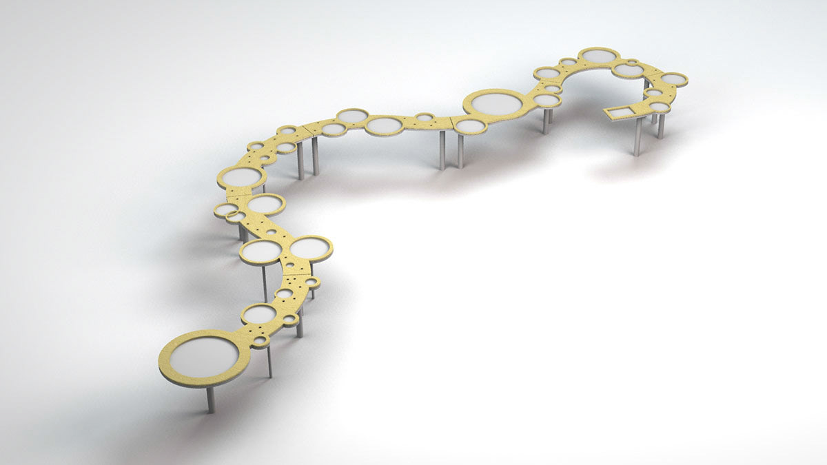 Perspectiva do suporte da exposição sem sistema de iluminação