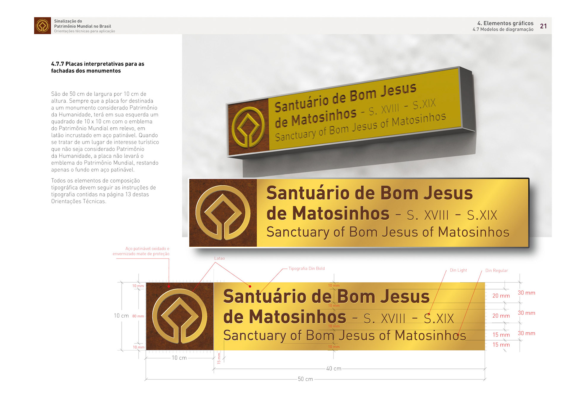 Placas interpretativas para os monumentos