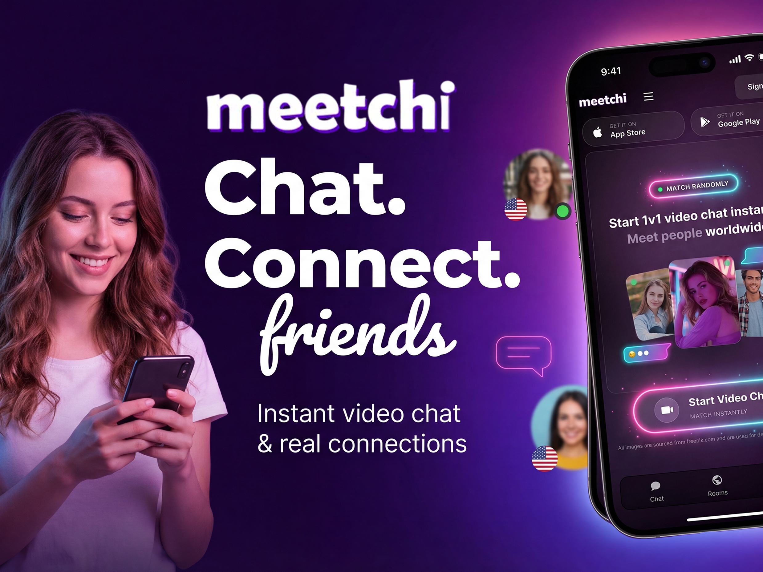 Meetchi App Store & Play Store Screenshot Design System