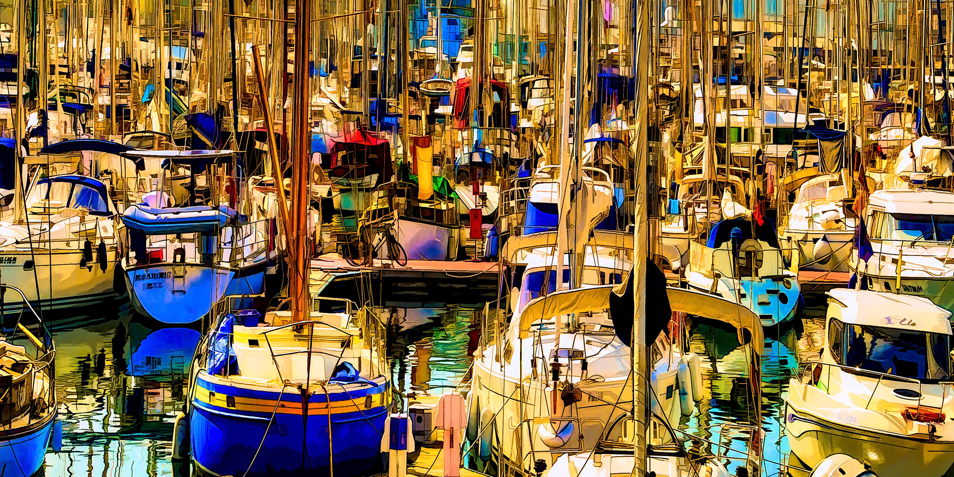 Very crowded yacht harbor in Barcelona Spain