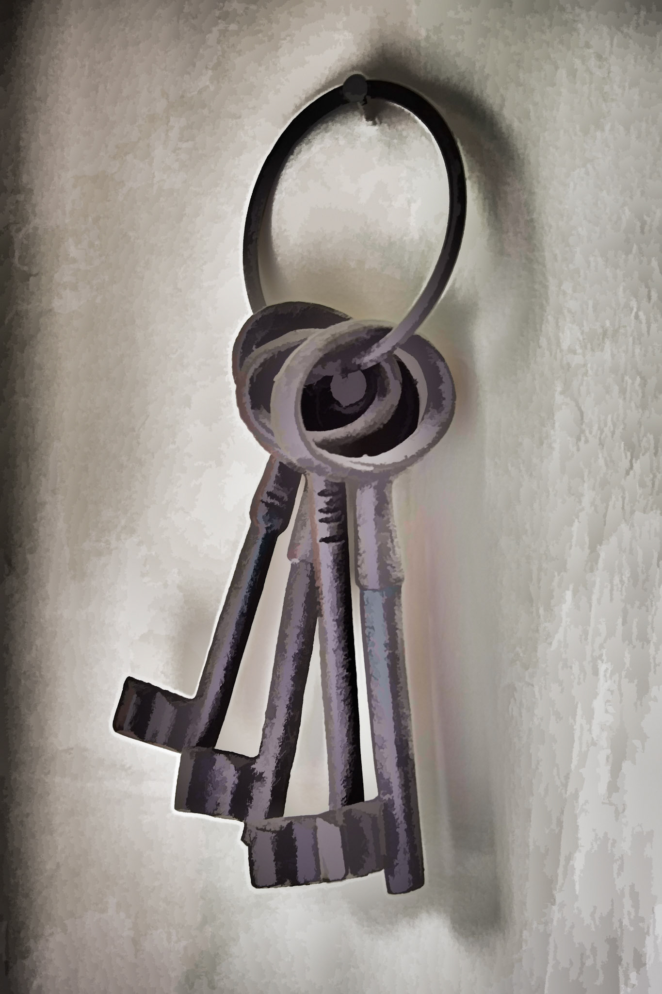 Keys hanging in old barn in Calgary, Alberta, Canada