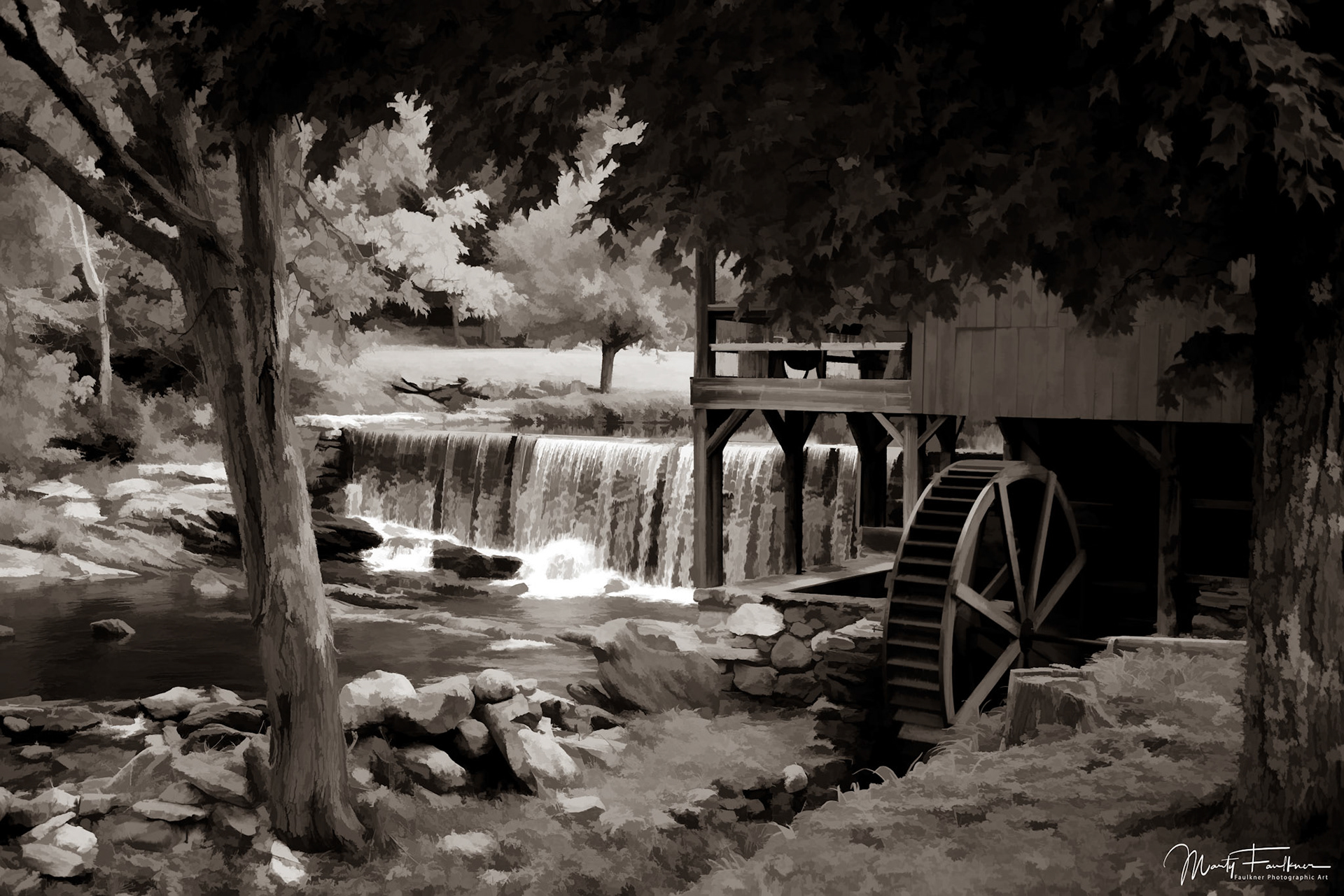 Painterly photo of the old mill, Weston, VT