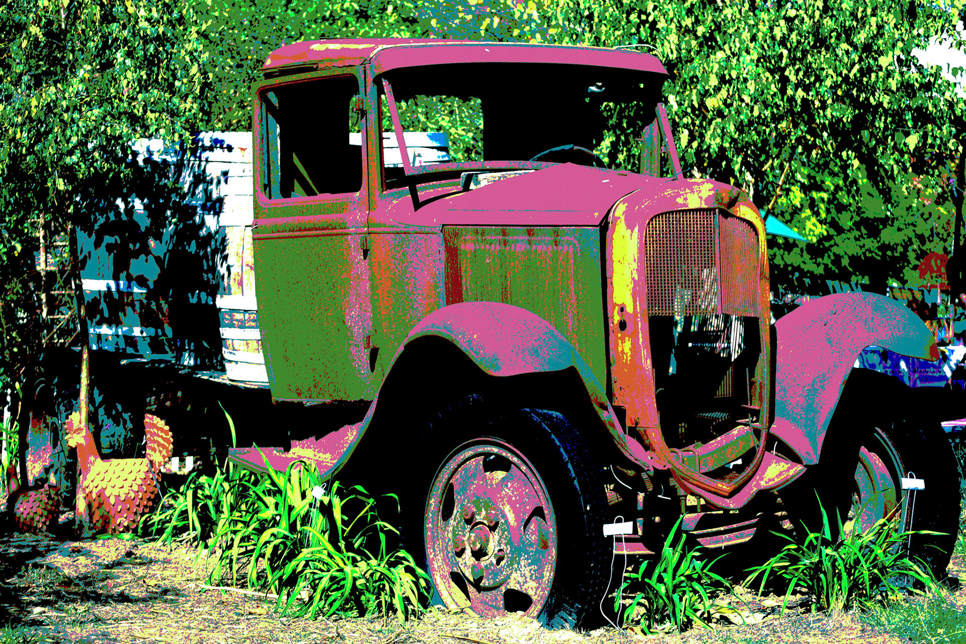 Abandoned truck in a storage yard in Northern California.