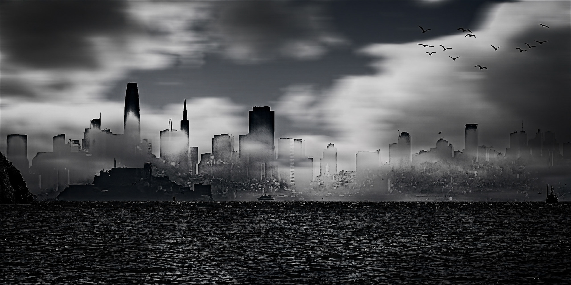 Fast moving clouds in San Francisco, California, USA