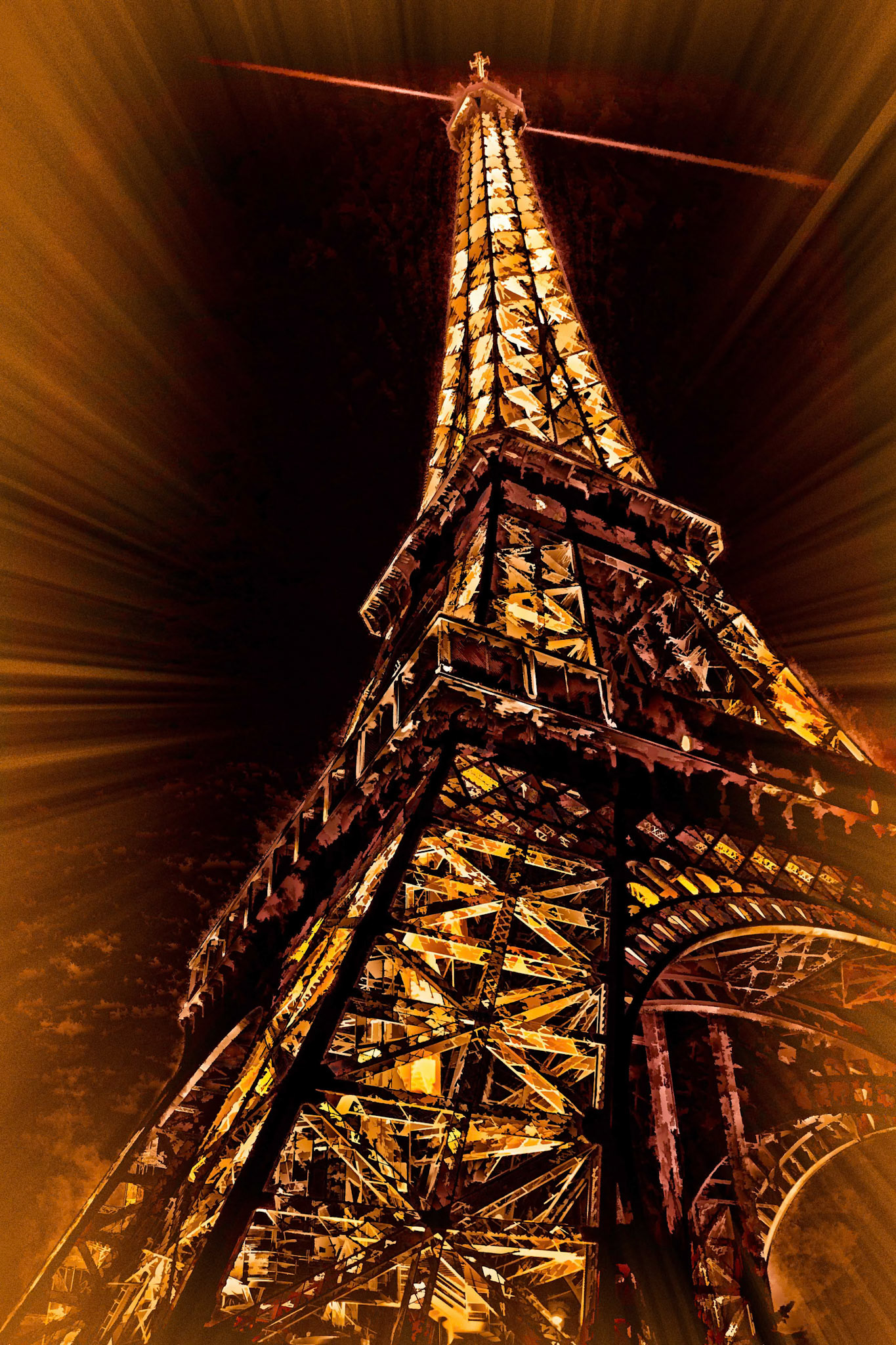 The beautiful Eiffel Tower in Paris France at night.