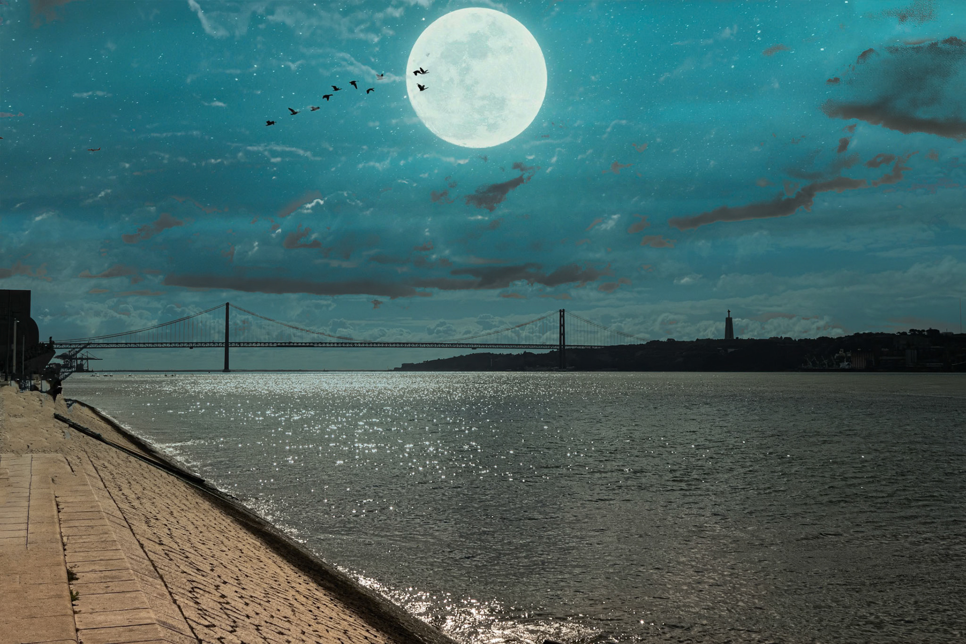 Portugal built their own version of San Francisco's Golden Gate Bridge. It was opened in 1966, and connects Lisbon with Almada. Officailly it is known as the "25 de Abril" Bridge.