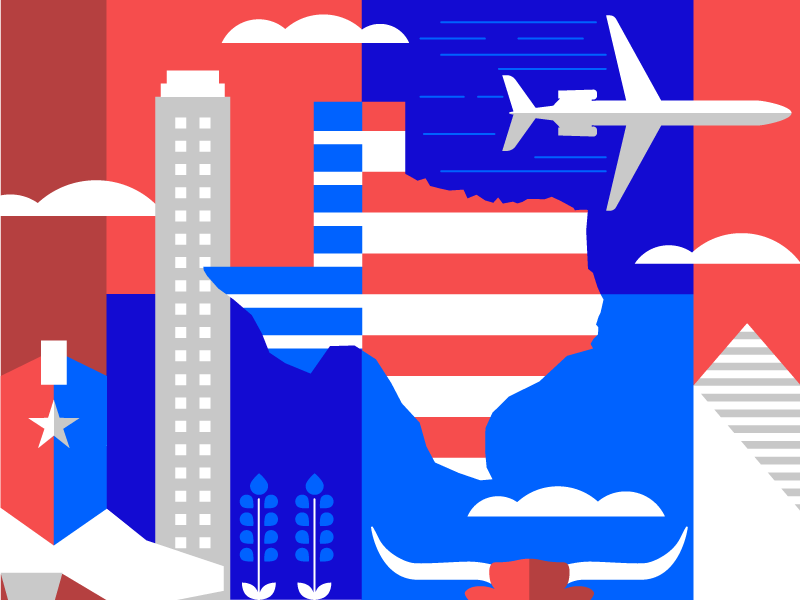 Illustration for Eisenhower Air, a digital travel publication. Agency: Greteman Group | ​Creative Director: Sonia Greteman