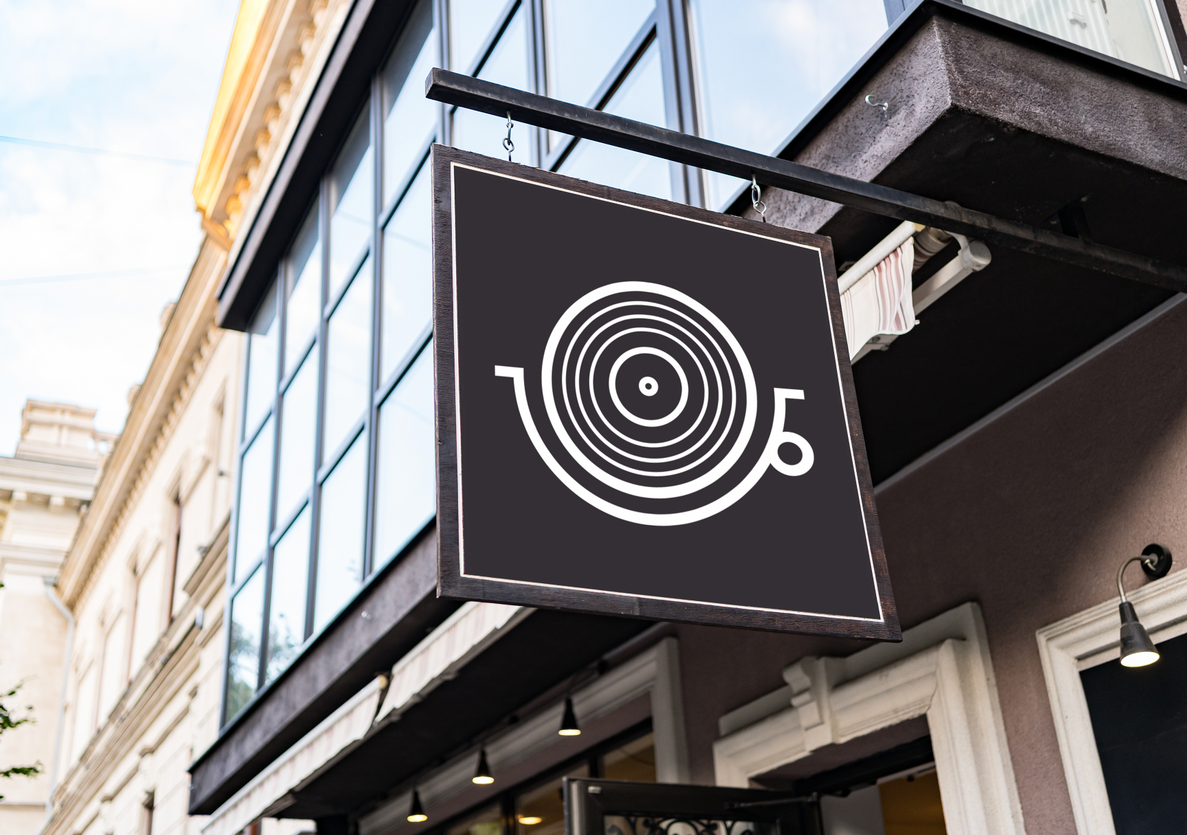 Application of logo concept on listening cafe sign